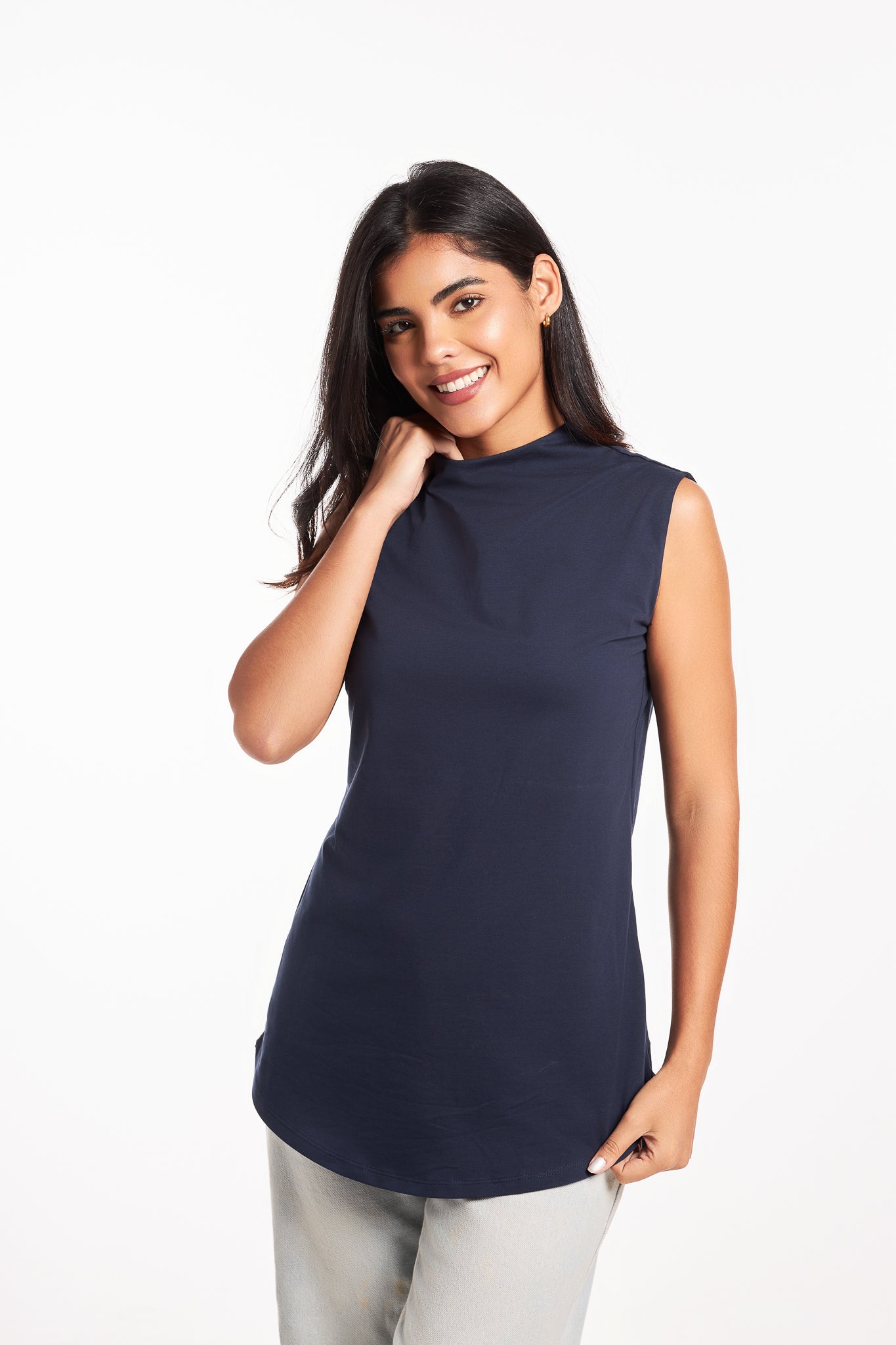 Bamboo + Premium Cotton Double Layer Long Fit Sleeveless Basic T-Shirt