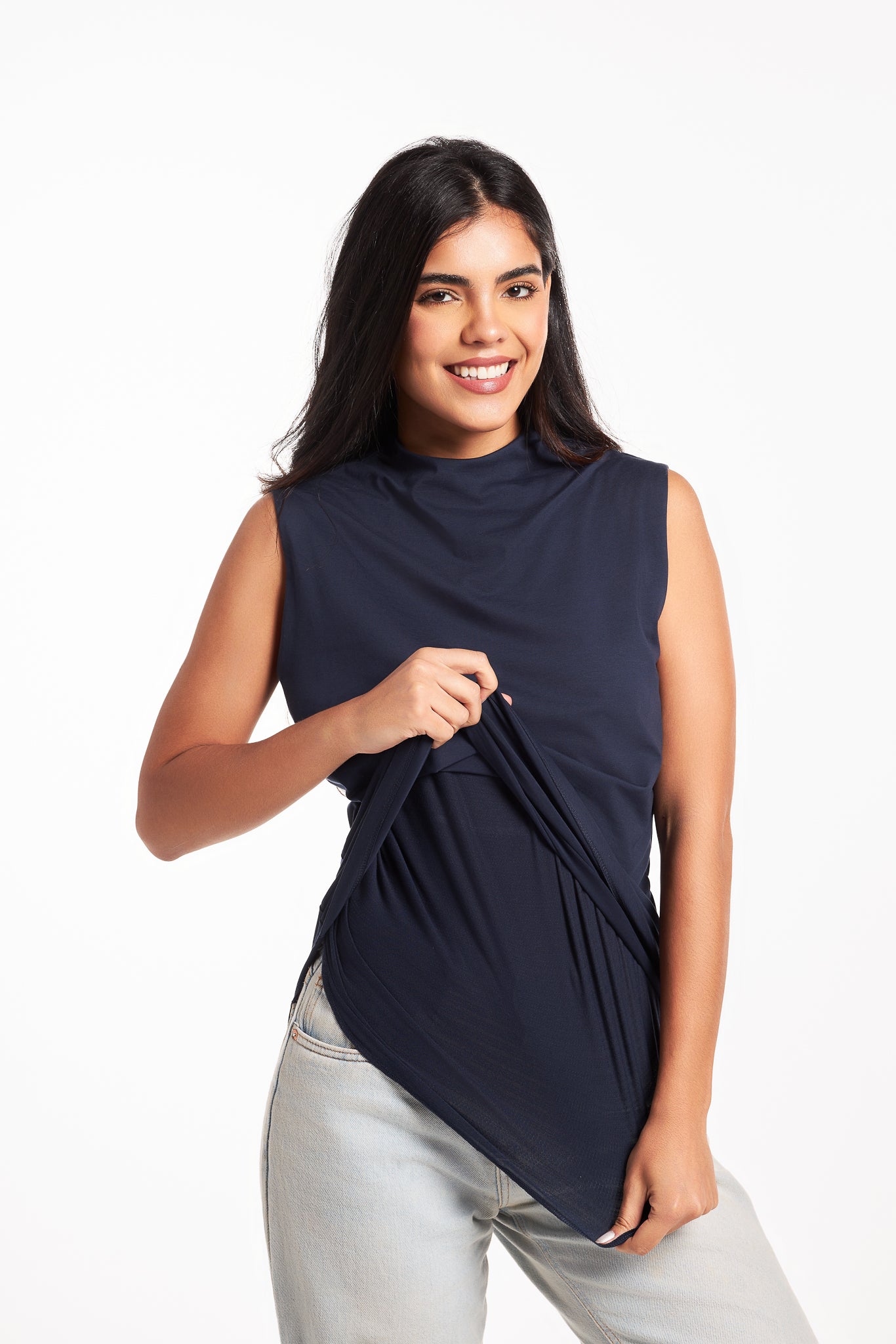 Bamboo + Premium Cotton Double Layer Long Fit Sleeveless Basic T-Shirt