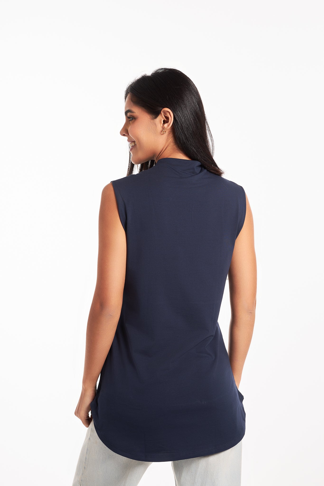 Bamboo + Premium Cotton Double Layer Long Fit Sleeveless Basic T-Shirt