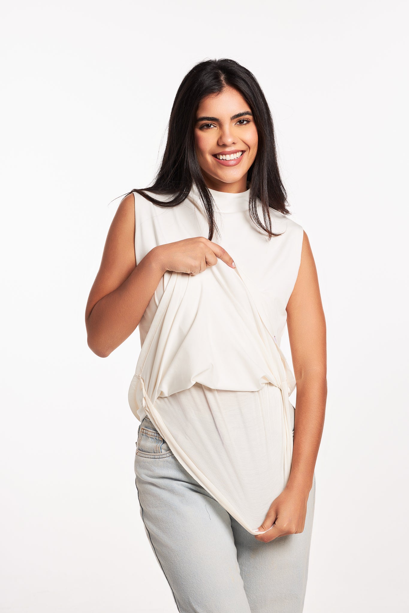 Bamboo + Premium Cotton Double Layer Long Fit Sleeveless Basic T-Shirt