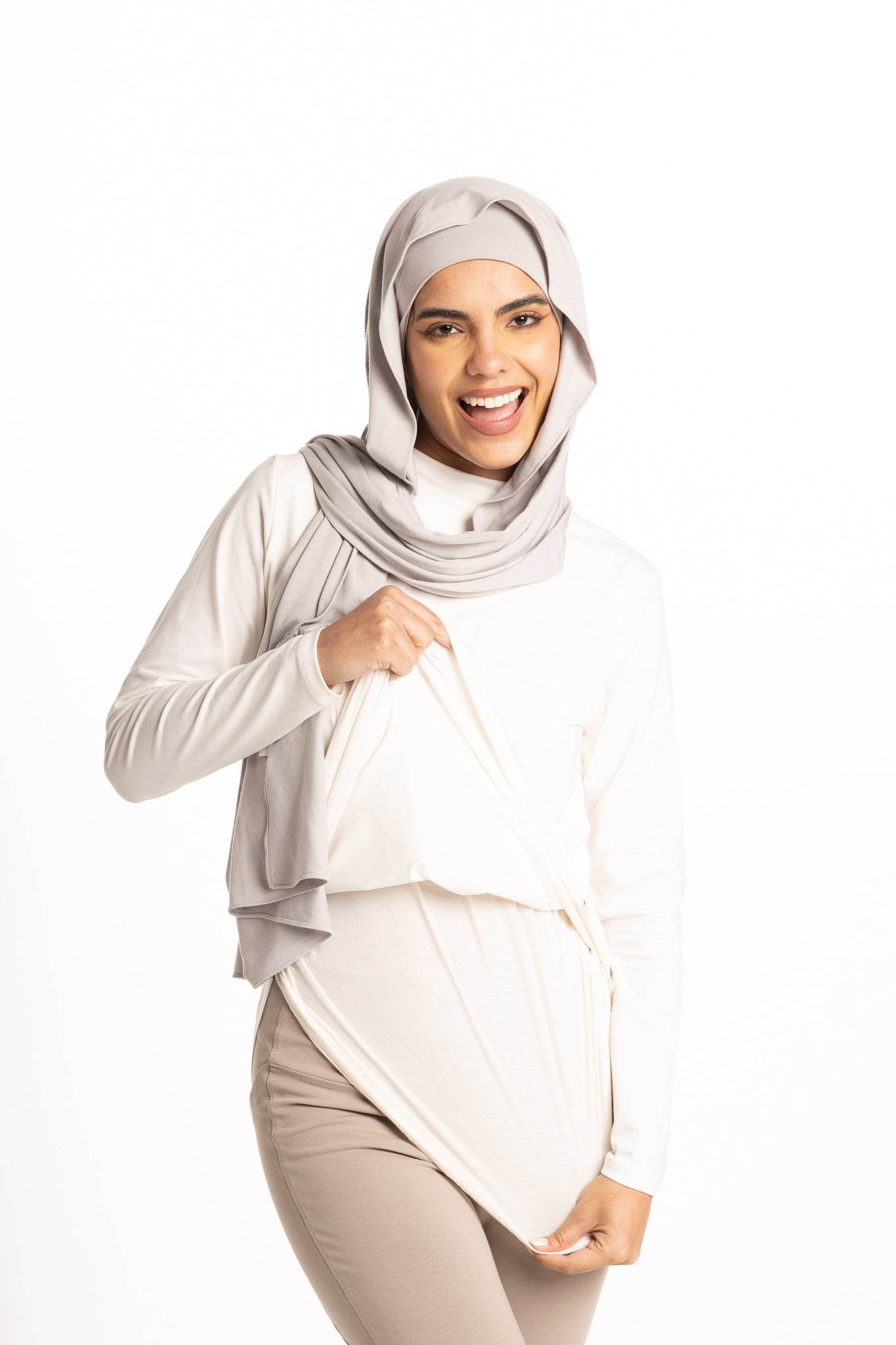 Bamboo + Premium Cotton Double Layer Long Fit Long Sleeves Basic T-Shirt - Breathe
