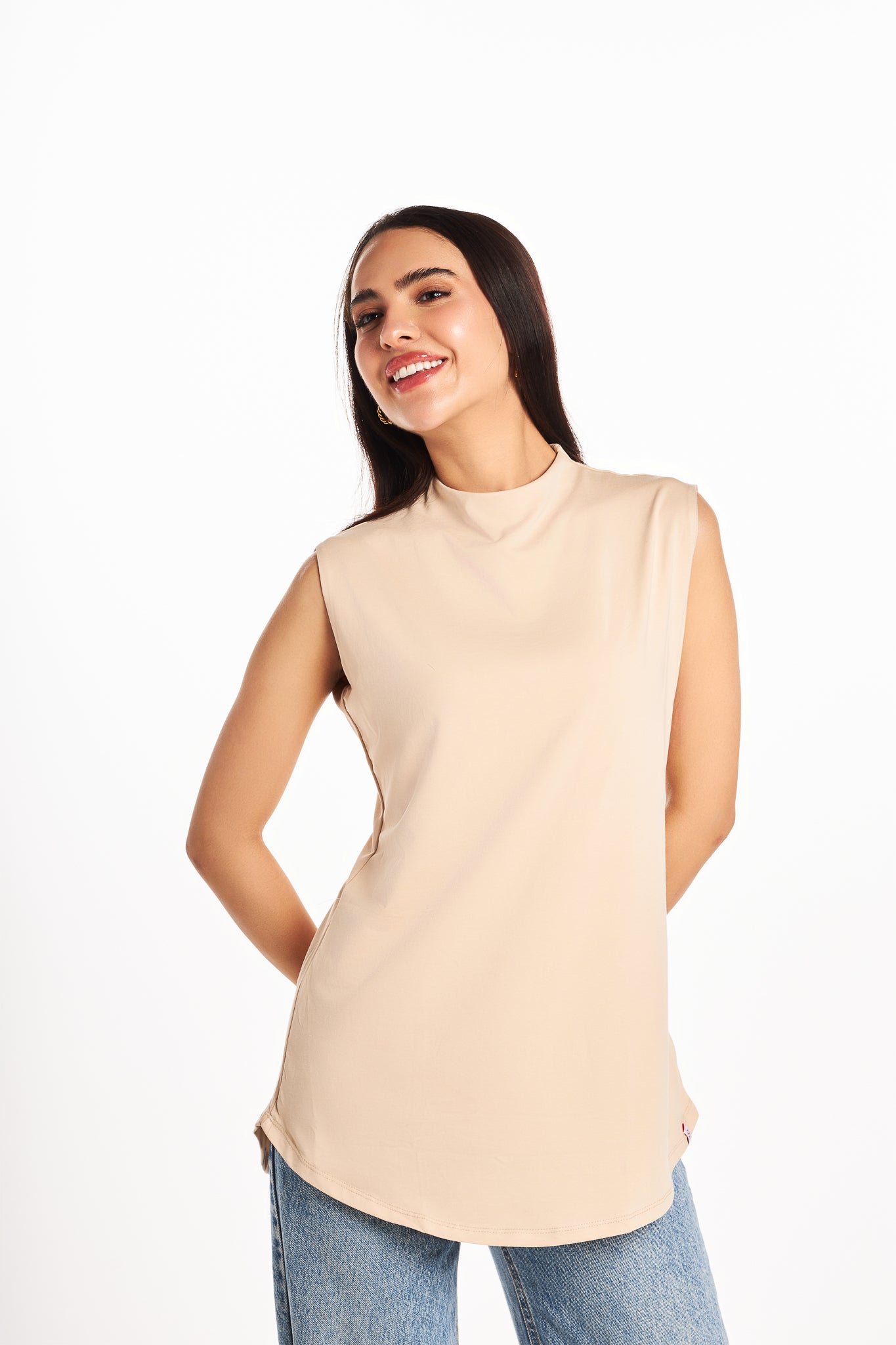 Bamboo + Premium Cotton Double Layer Long Fit Sleeveless Basic T-Shirt
