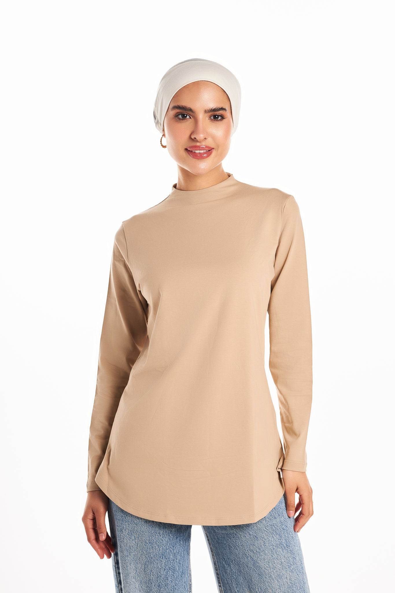Bamboo + Premium Cotton Double Layer Long Fit Long Sleeves Basic T-Shirt - Breathe