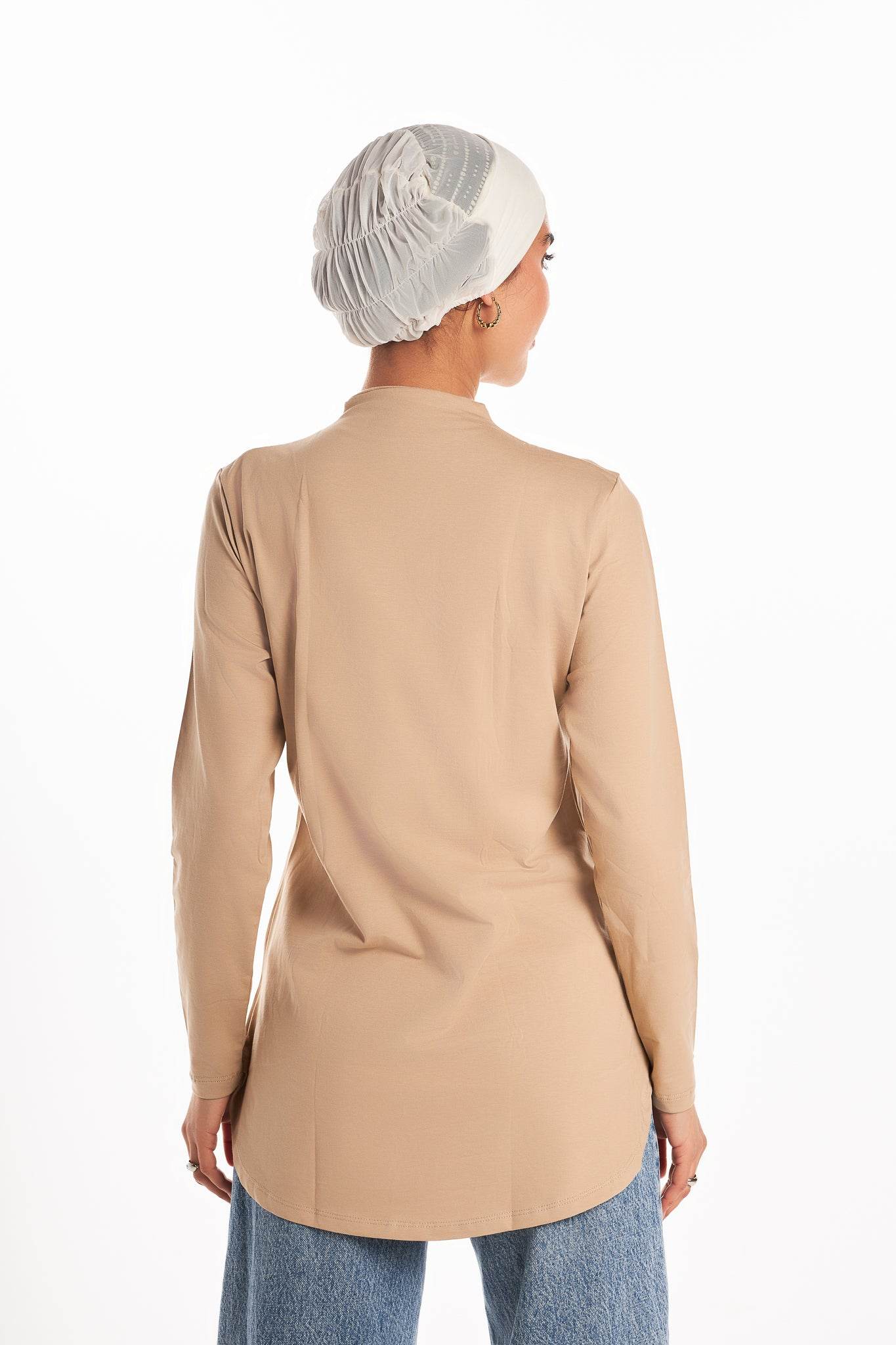 Bamboo + Premium Cotton Double Layer Long Fit Long Sleeves Basic T-Shirt - Breathe