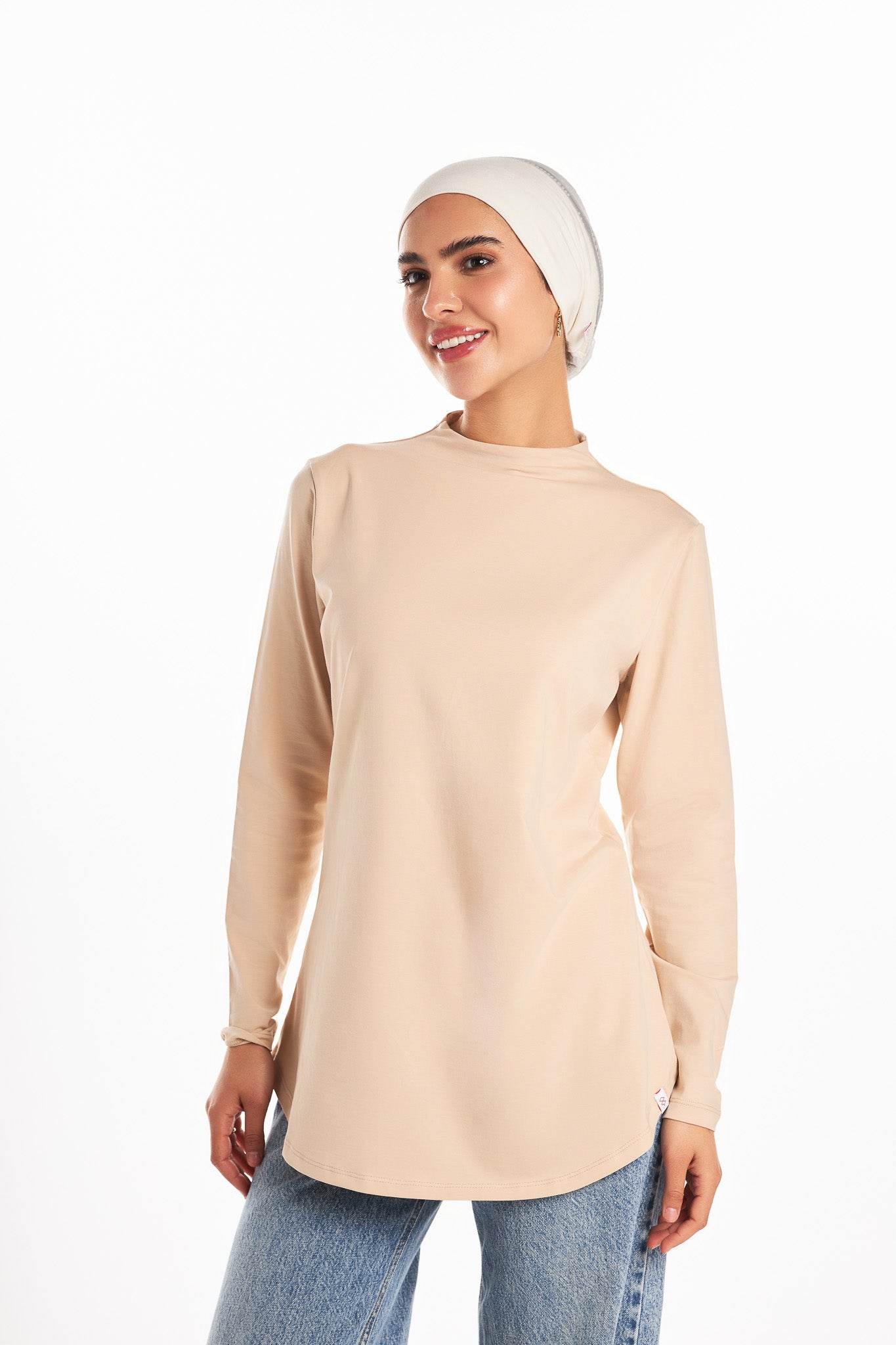 Bamboo + Premium Cotton Double Layer Long Fit Long Sleeves Basic T-Shirt - Breathe