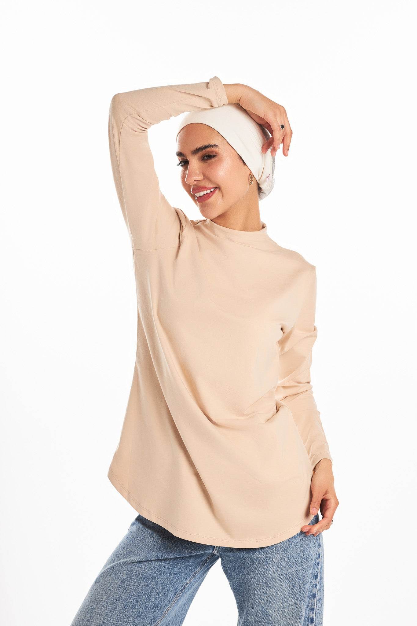 Bamboo + Premium Cotton Double Layer Long Fit Long Sleeves Basic T-Shirt - Breathe