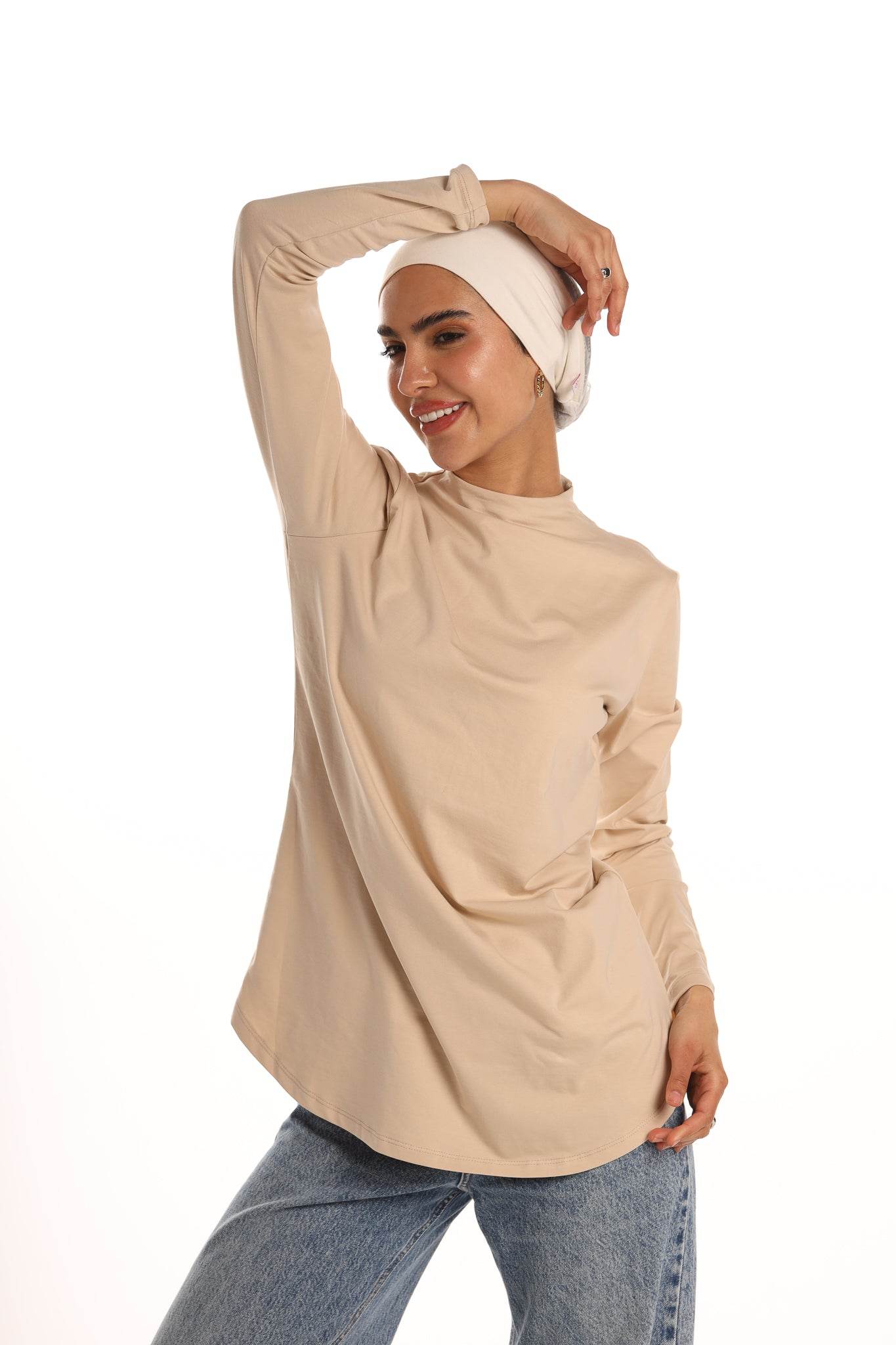 Bamboo + Premium Cotton Double Layer Long Fit Long Sleeves Basic T-Shirt - Breathe