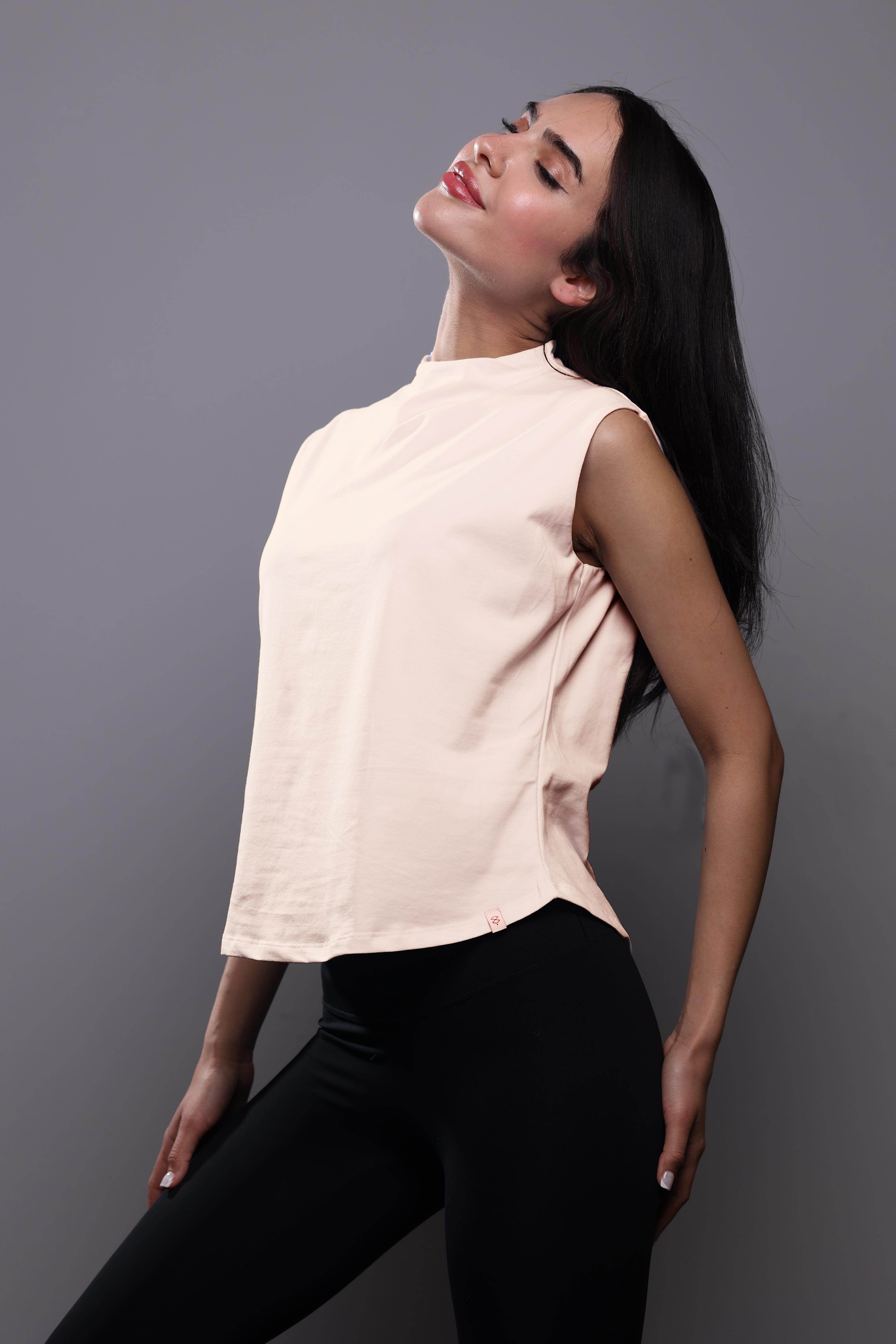 Bamboo + Premium Cotton Double Layer Short Fit Sleeveless Basic T-Shirt - Breathe