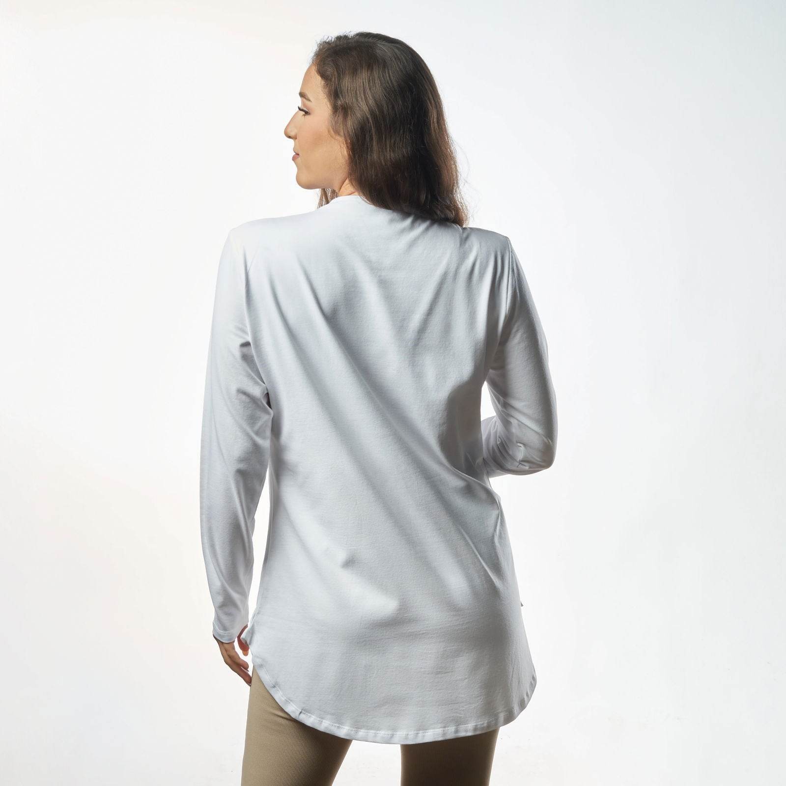 Bamboo + Premium Cotton Double Layer Long Fit Long Sleeves Basic T-Shirt - Breathe