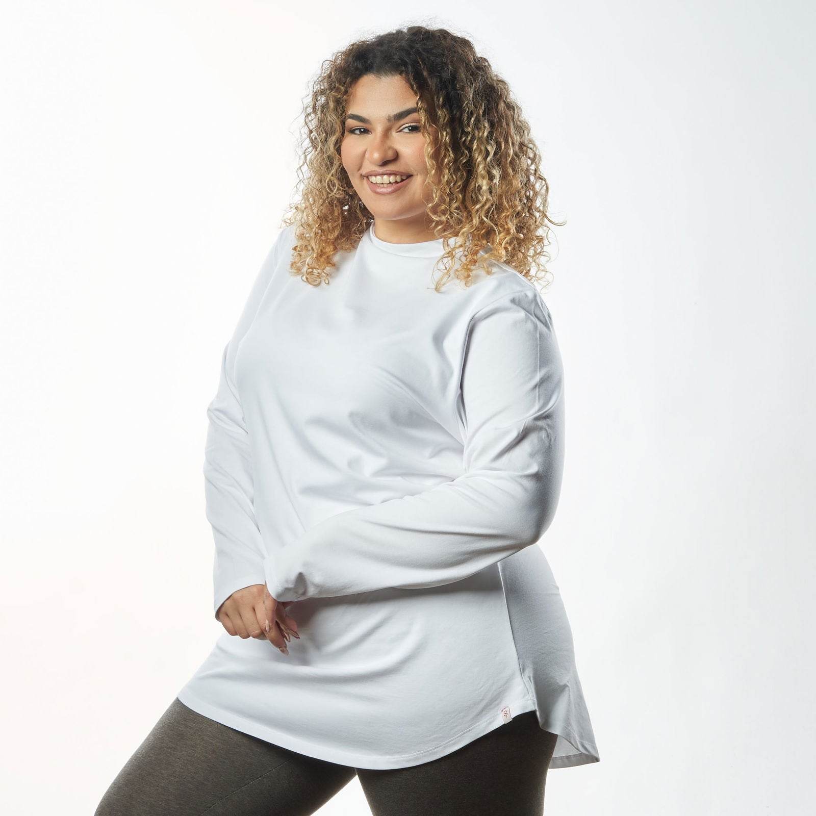Bamboo + Premium Cotton Double Layer Long Fit Long Sleeves Basic T-Shirt - Breathe