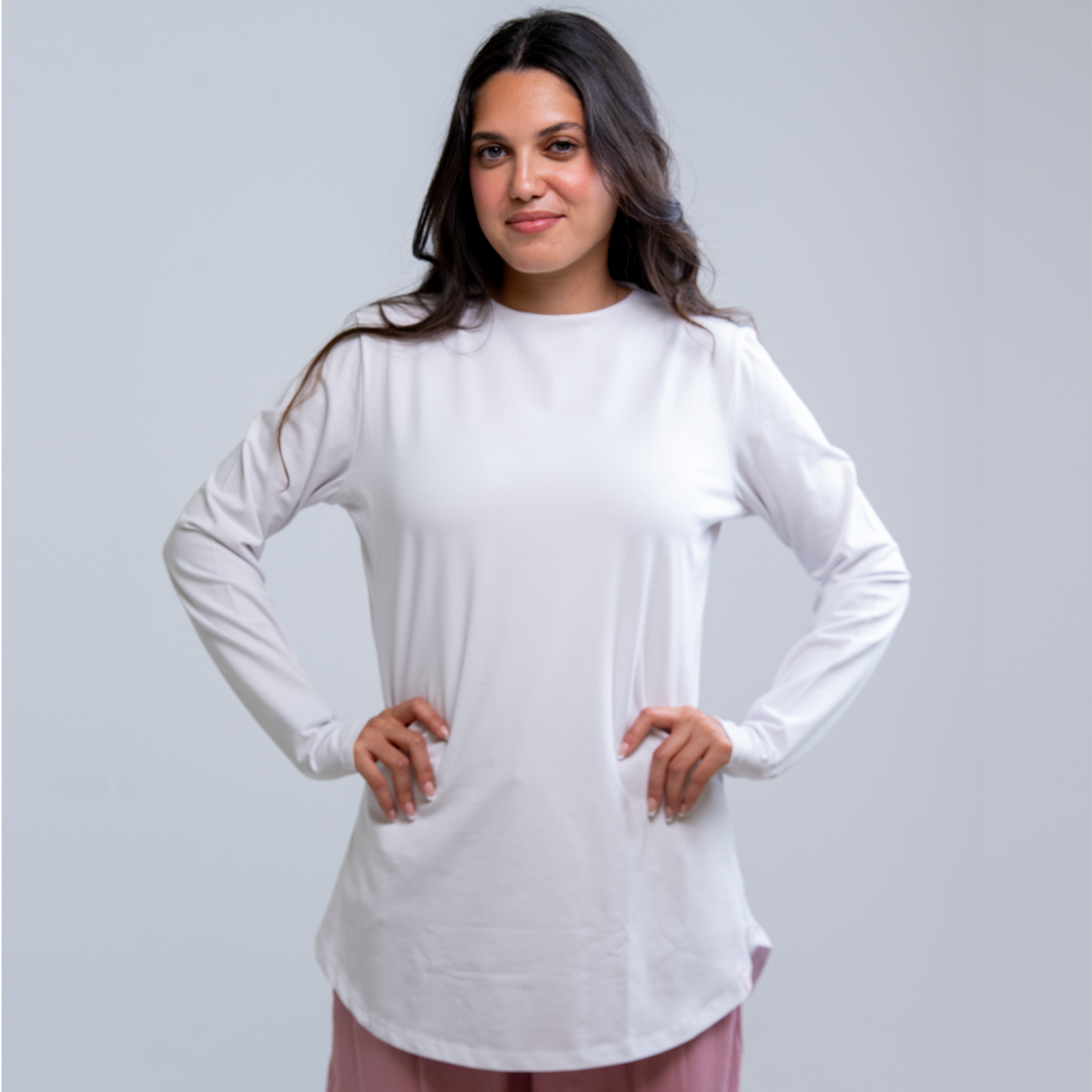 DOUBLE LAYER LONG FIT LONG SLEEVES BASIC T-SHIRT Round