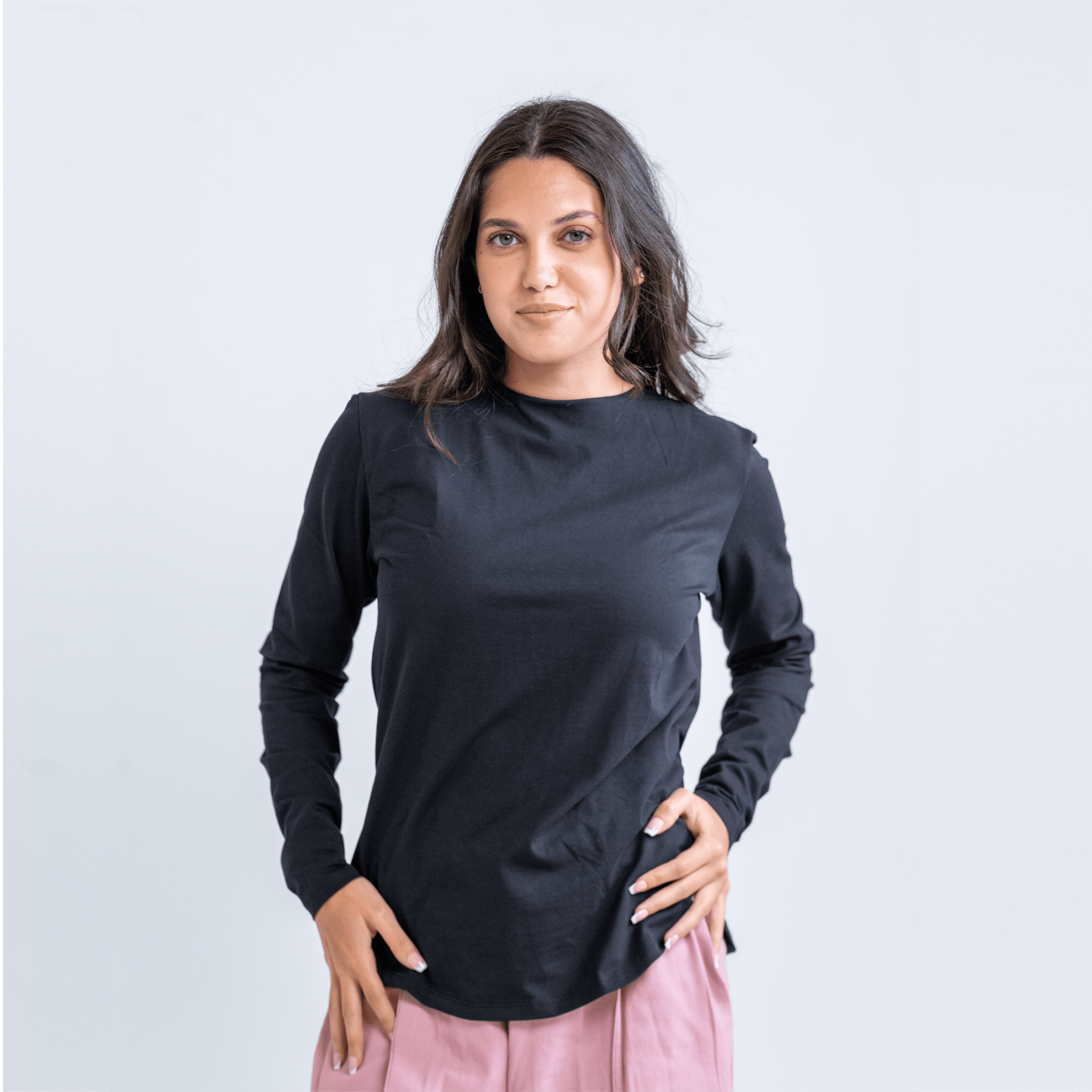 DOUBLE LAYER SHORT FIT LONG SLEEVES BASIC T-SHIRT Round - Breathe