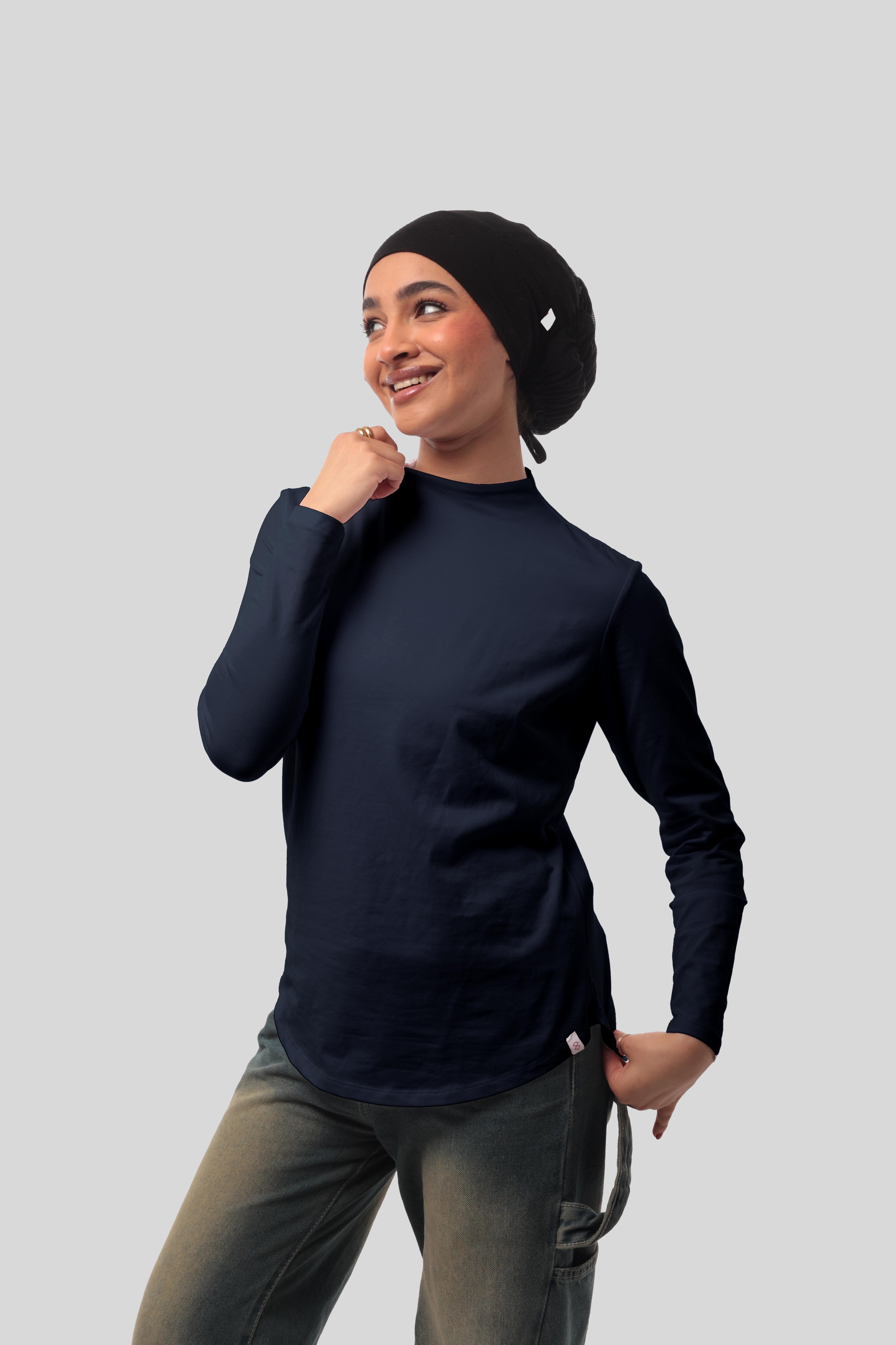 Bamboo + Premium Cotton Double Layer Short Fit Long Sleeves Basic T-Shirt
