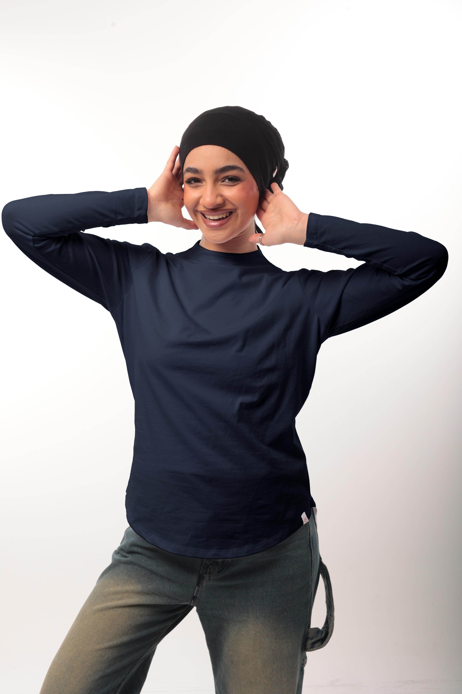Bamboo + Premium Cotton Double Layer Short Fit Long Sleeves Basic T-Shirt - Breathe