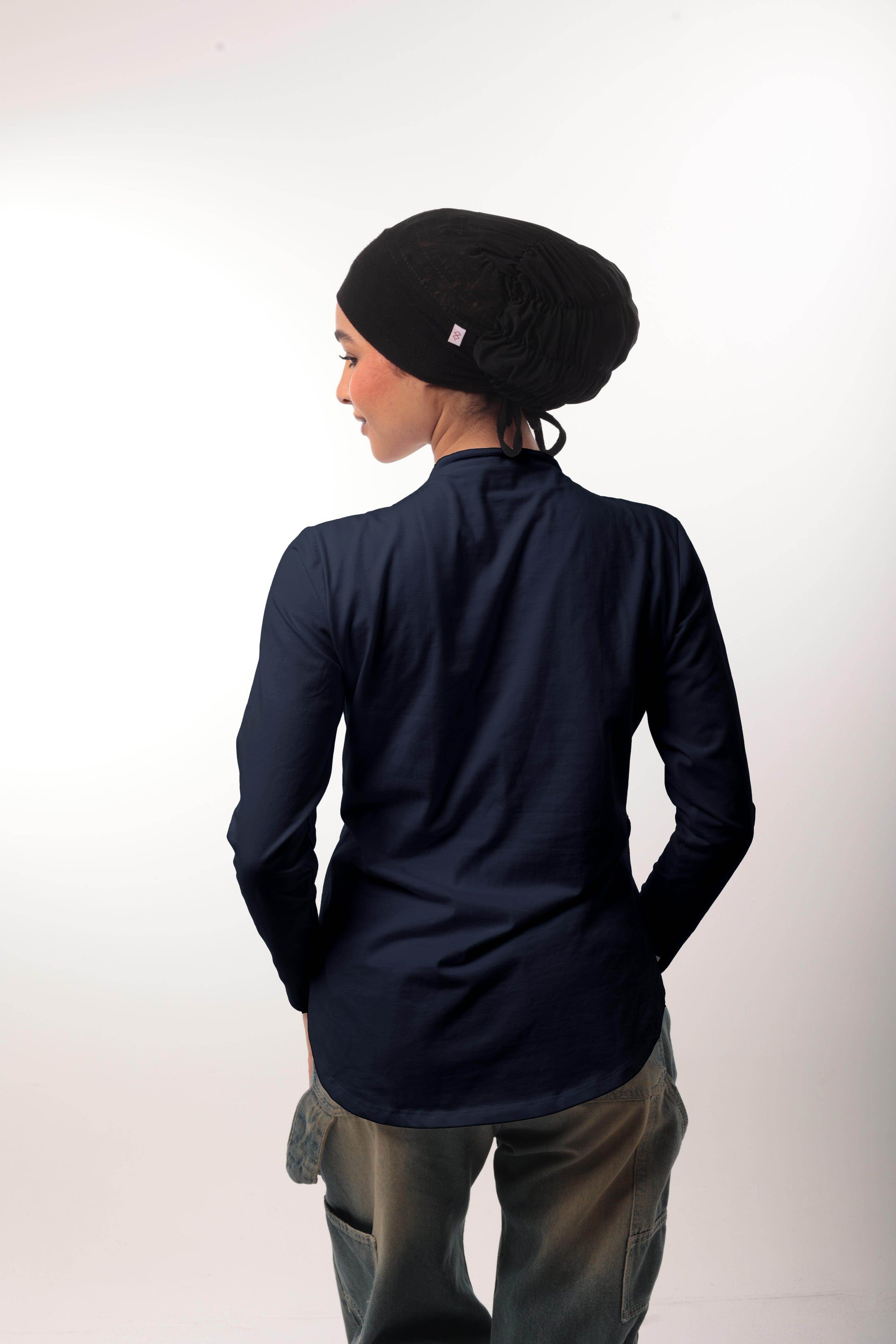 Bamboo + Premium Cotton Double Layer Short Fit Long Sleeves Basic T-Shirt - Breathe