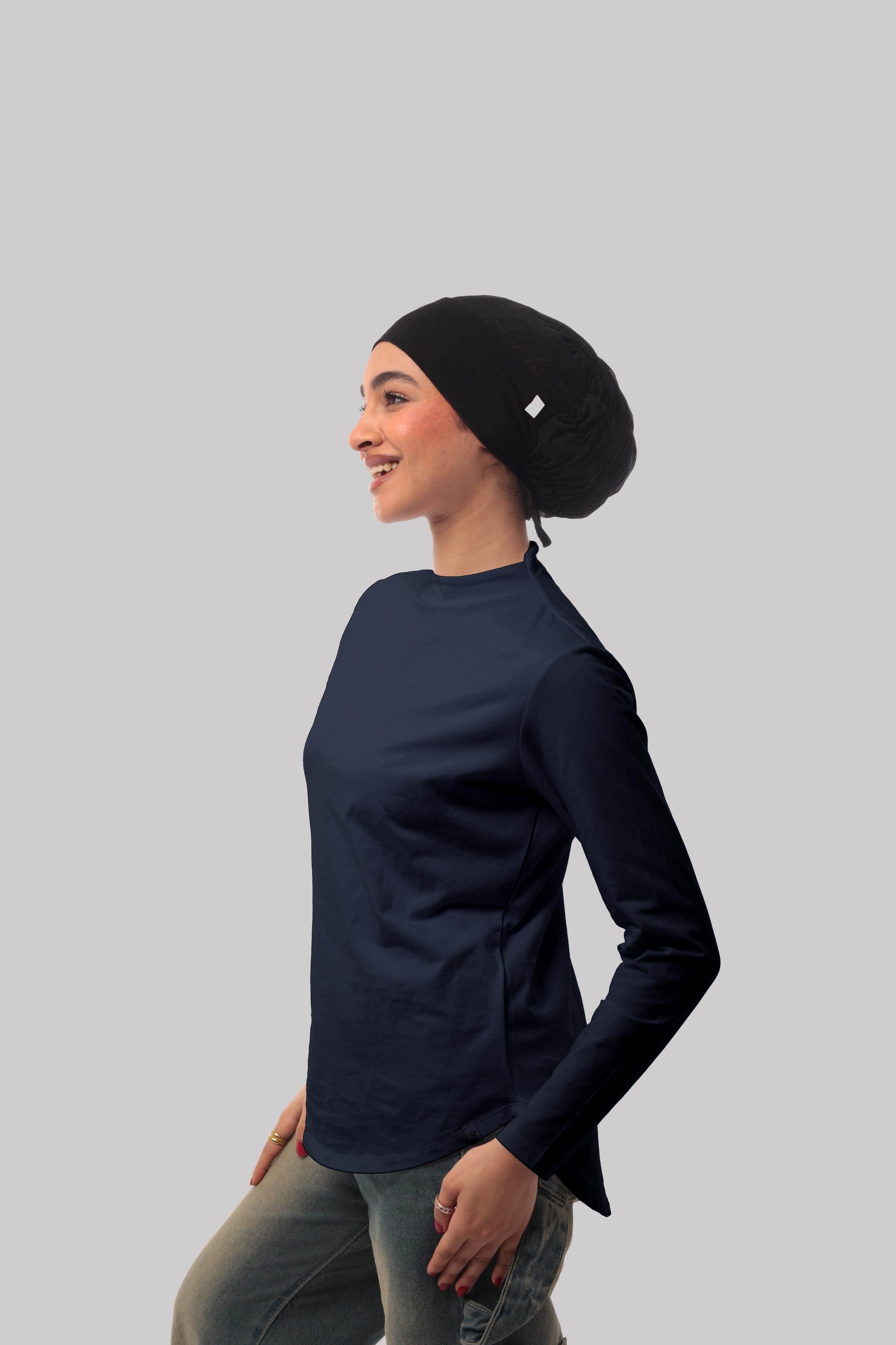 Bamboo + Premium Cotton Double Layer Short Fit Long Sleeves Basic T-Shirt - Breathe