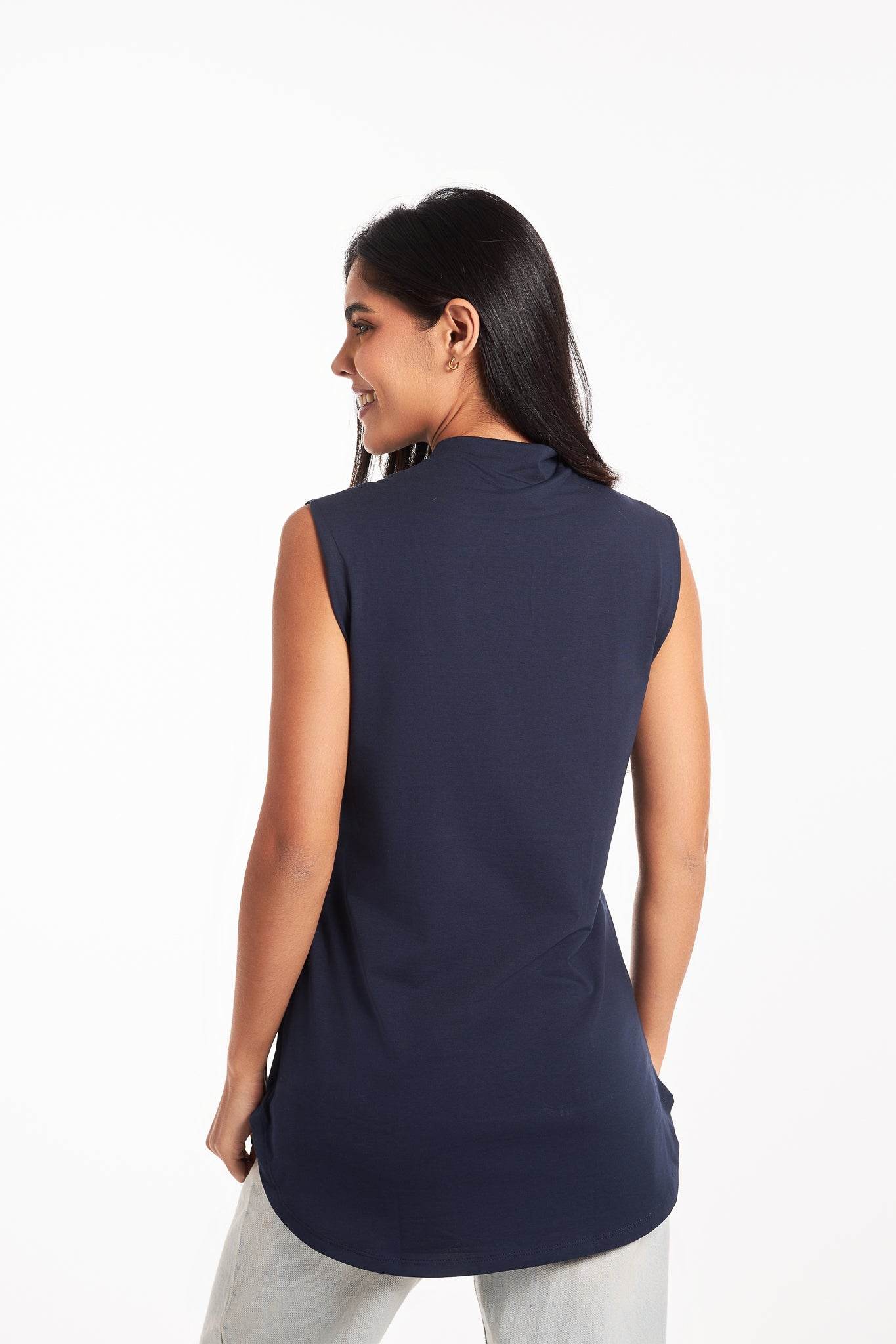 Bamboo + Premium Cotton Double Layer Long Fit Sleeveless Basic T-Shirt - Breathe