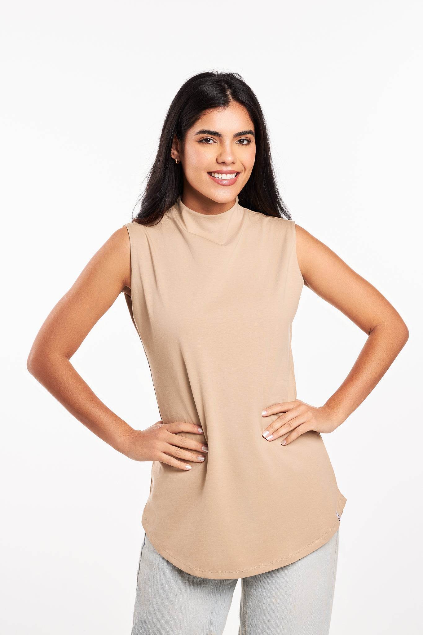 Bamboo + Premium Cotton Double Layer Long Fit Sleeveless Basic T-Shirt - Breathe