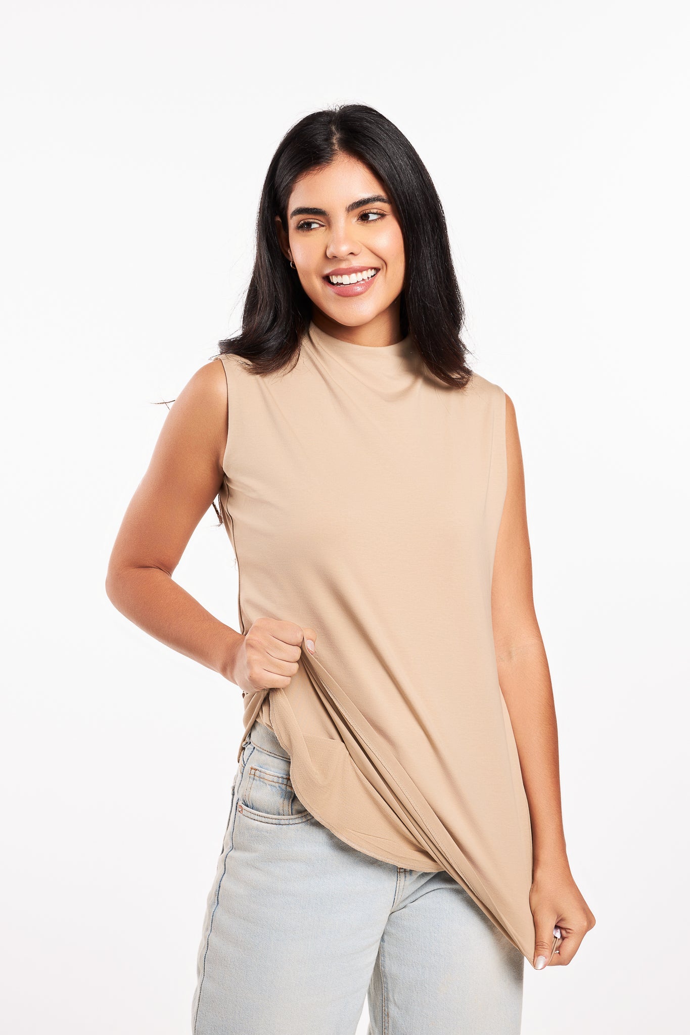 Bamboo + Premium Cotton Double Layer Long Fit Sleeveless Basic T-Shirt