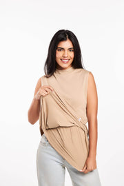 Bamboo + Premium Cotton Double Layer Long Fit Sleeveless Basic T-Shirt - Breathe