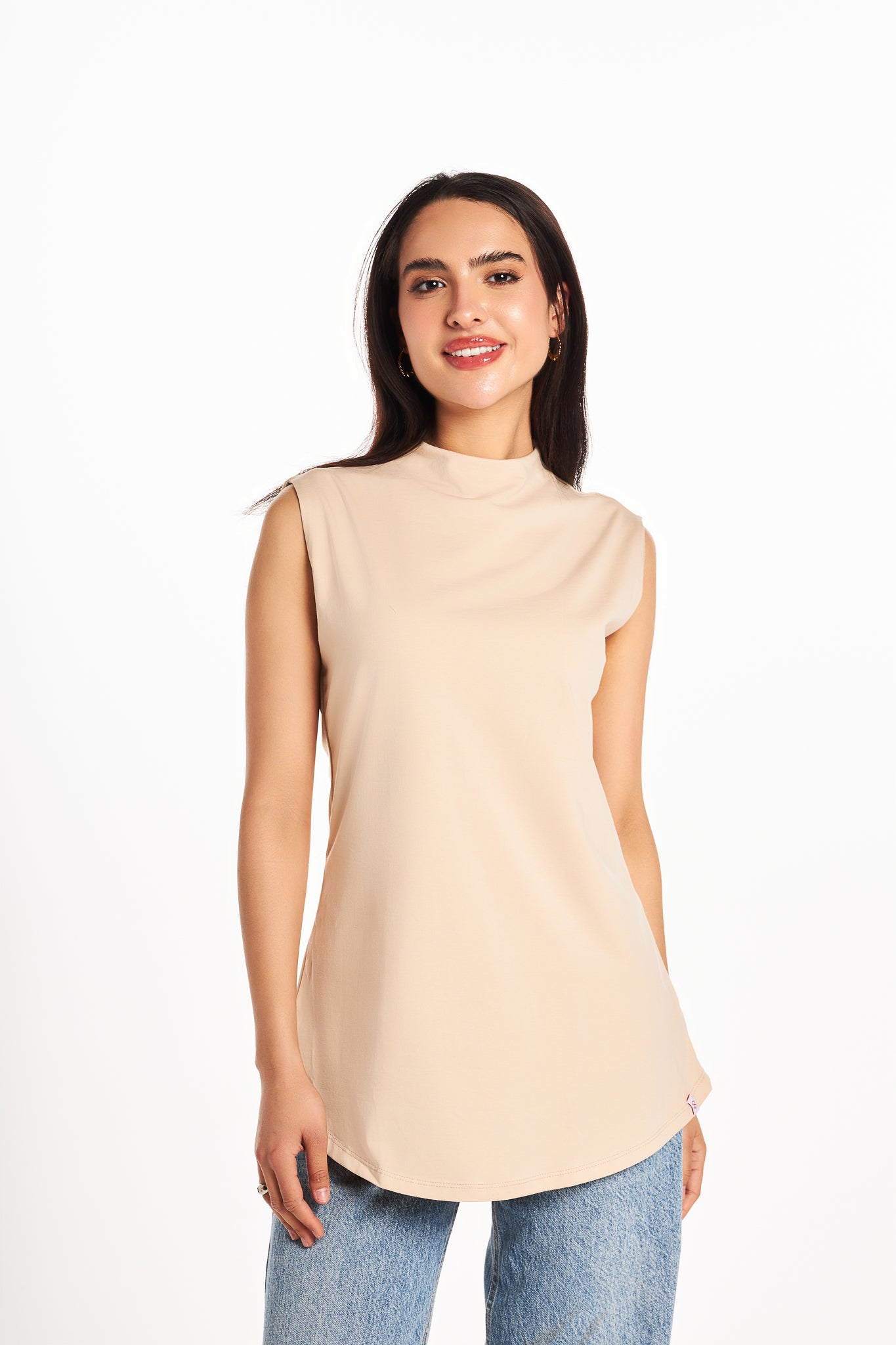 Bamboo + Premium Cotton Double Layer Long Fit Sleeveless Basic T-Shirt