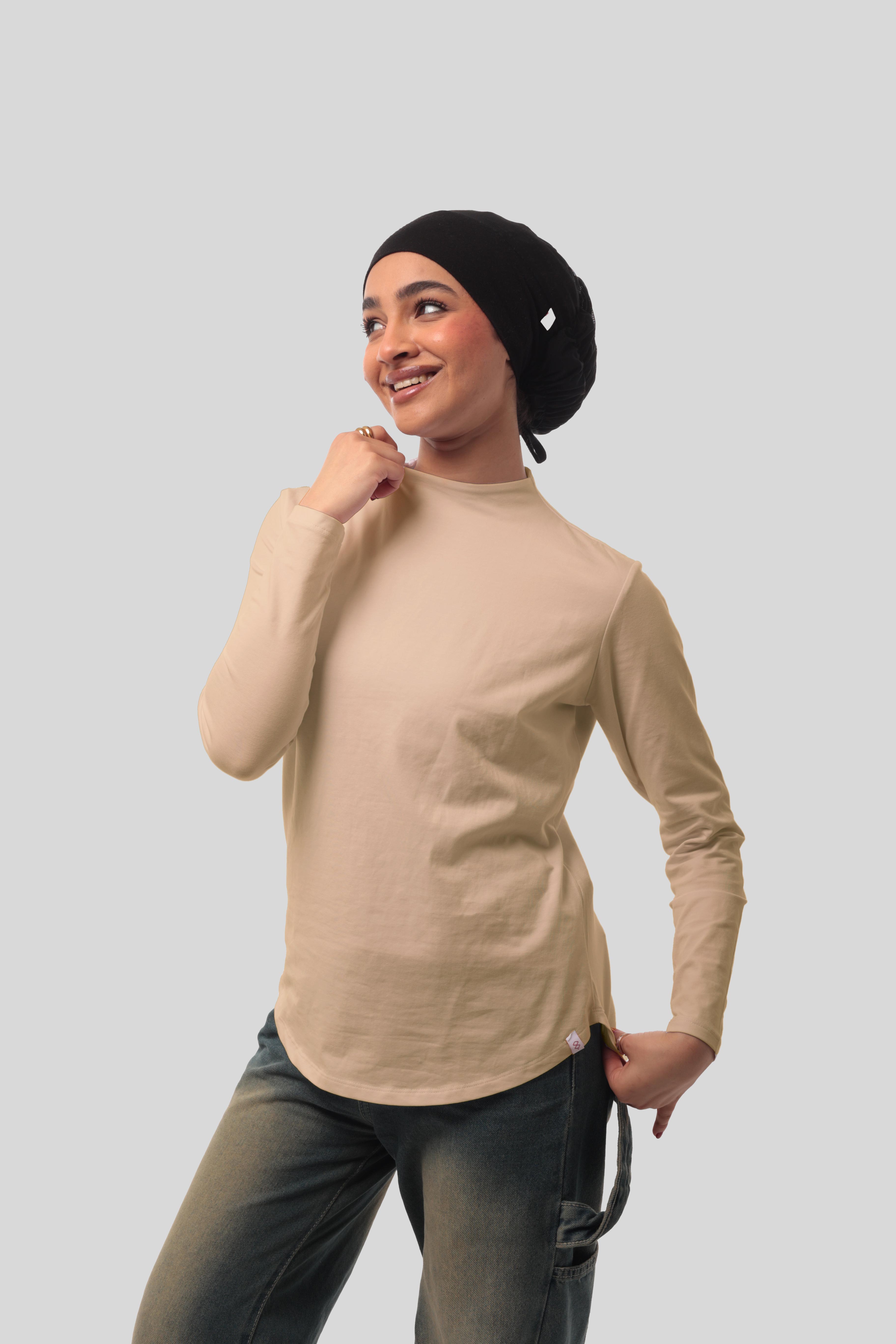 Bamboo + Premium Cotton Double Layer Short Fit Long Sleeves Basic T-Shirt