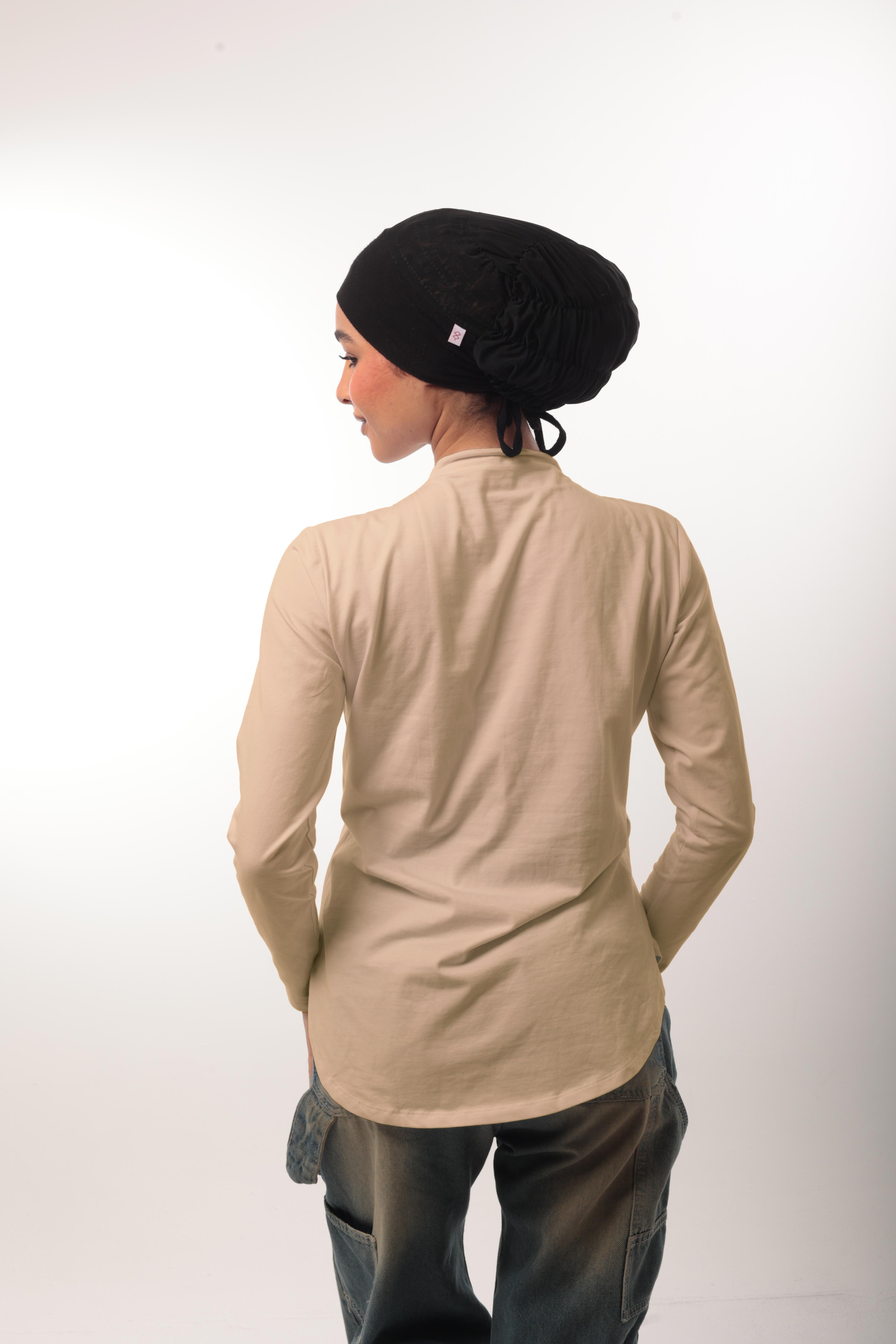 Bamboo + Premium Cotton Double Layer Short Fit Long Sleeves Basic T-Shirt