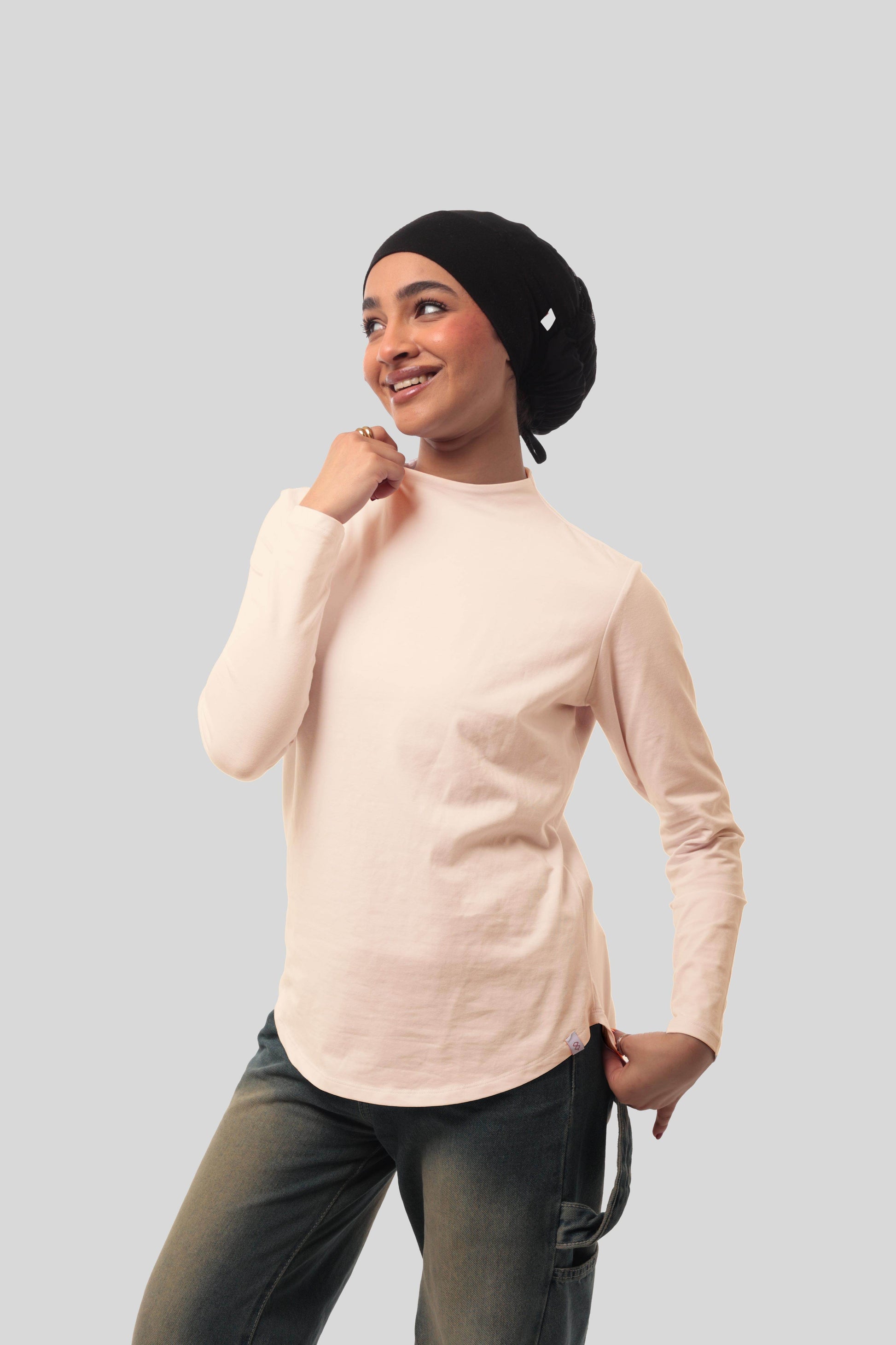 Bamboo + Premium Cotton Double Layer Short Fit Long Sleeves Basic T-Shirt - Breathe