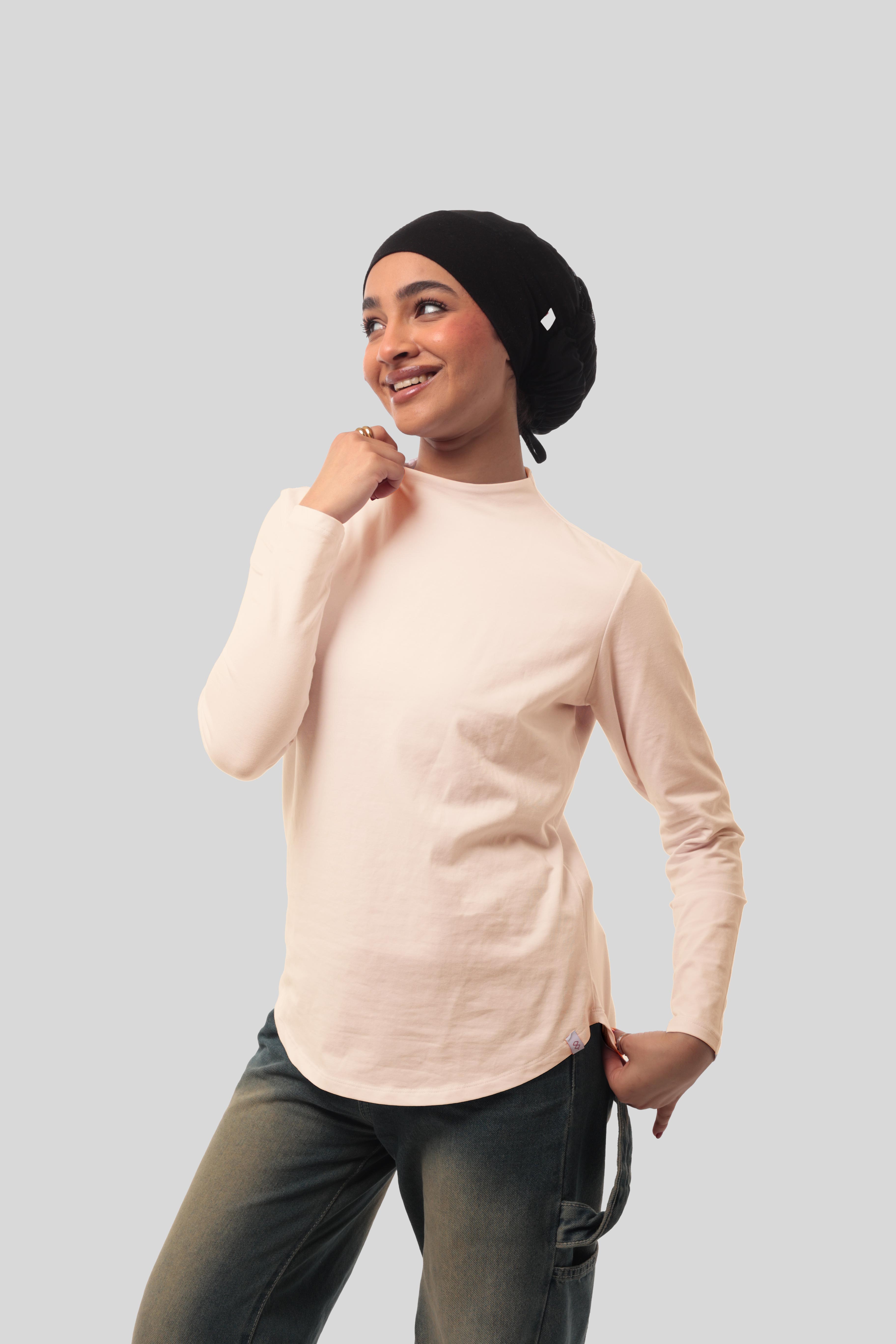 Bamboo + Premium Cotton Double Layer Short Fit Long Sleeves Basic T-Shirt