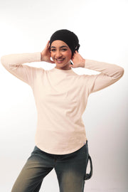 Bamboo + Premium Cotton Double Layer Short Fit Long Sleeves Basic T-Shirt - Breathe