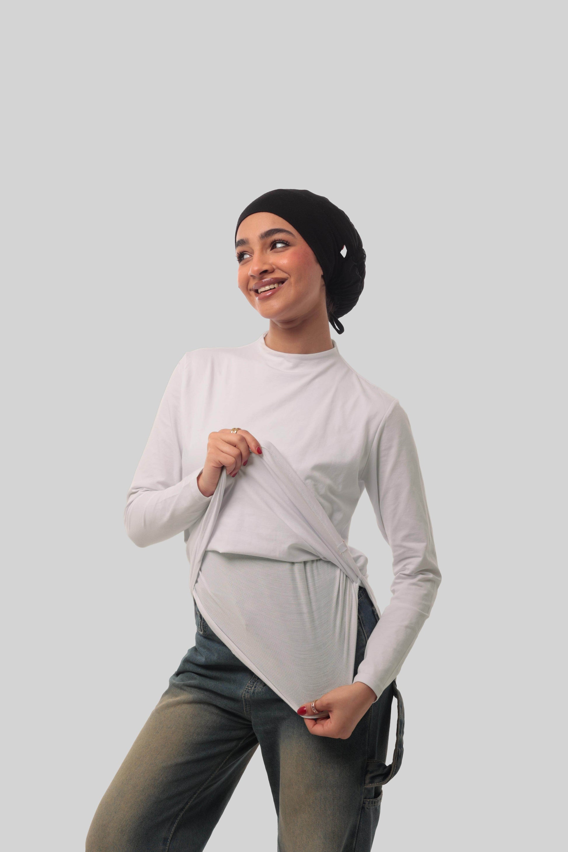 Bamboo + Premium Cotton Double Layer Short Fit Long Sleeves Basic T-Shirt - Breathe