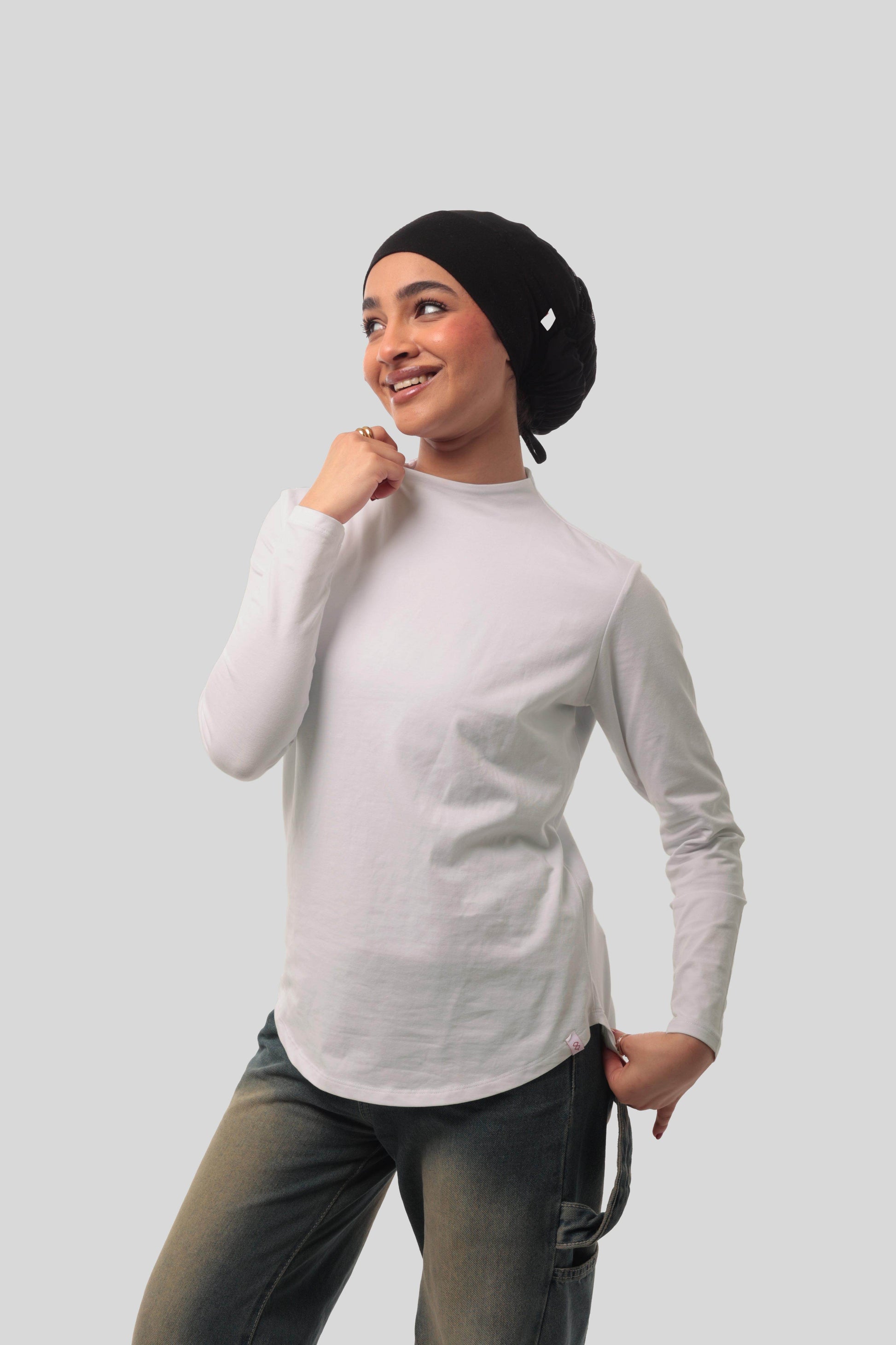 Bamboo + Premium Cotton Double Layer Short Fit Long Sleeves Basic T-Shirt - Breathe