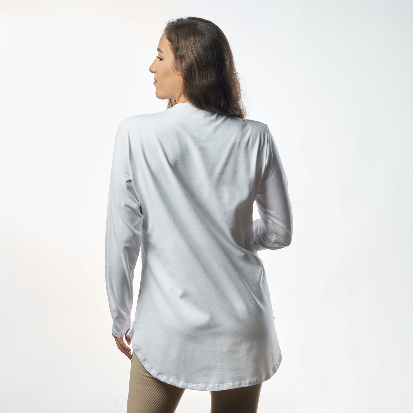 Bamboo + Premium Cotton Double Layer Long Fit Long Sleeves Basic T-Shirt - Breathe