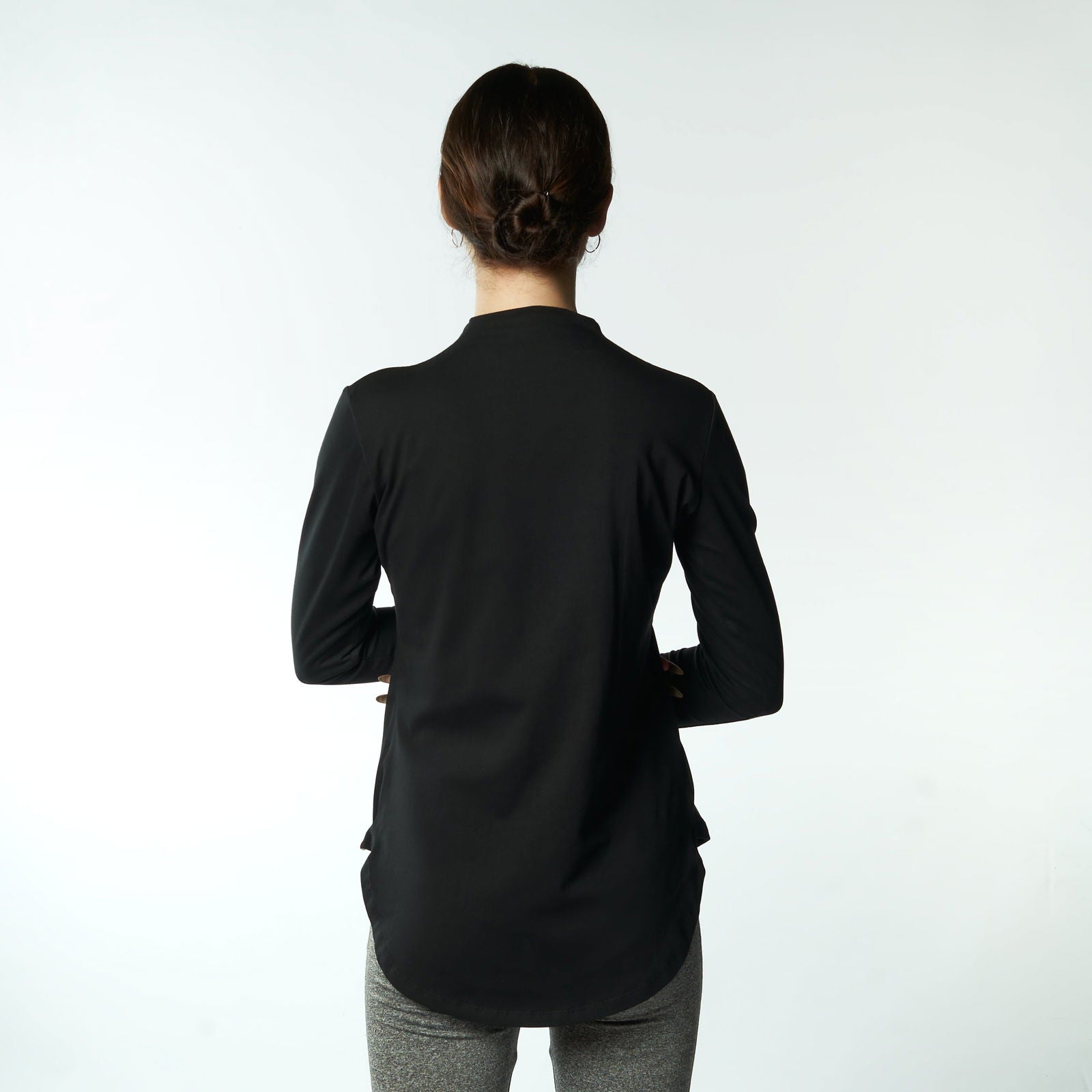 Bamboo + Premium Cotton Double Layer Short Fit Long Sleeves Basic T-Shirt - Breathe