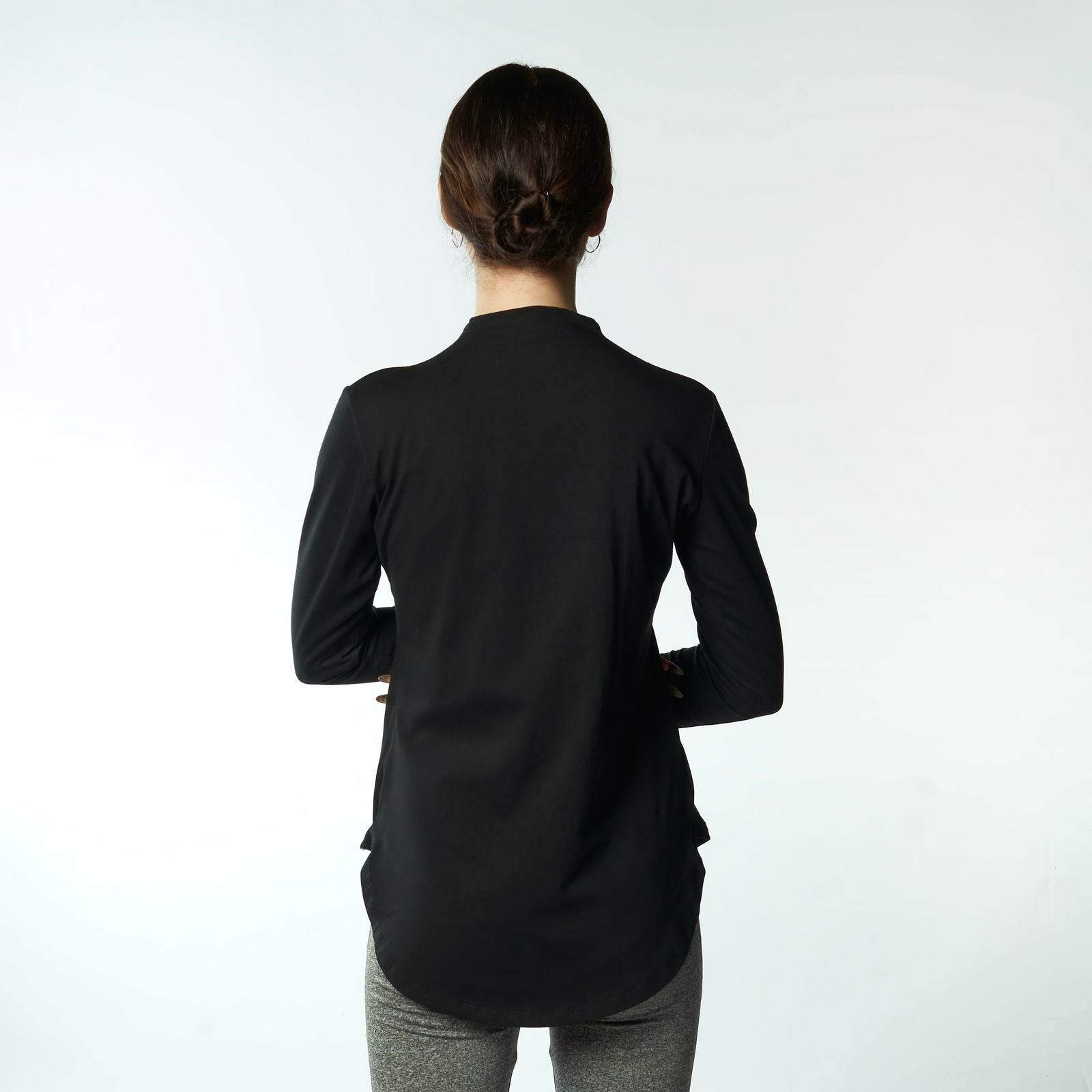Bamboo + Premium Cotton Double Layer Short Fit Long Sleeves Basic T-Shirt - Breathe