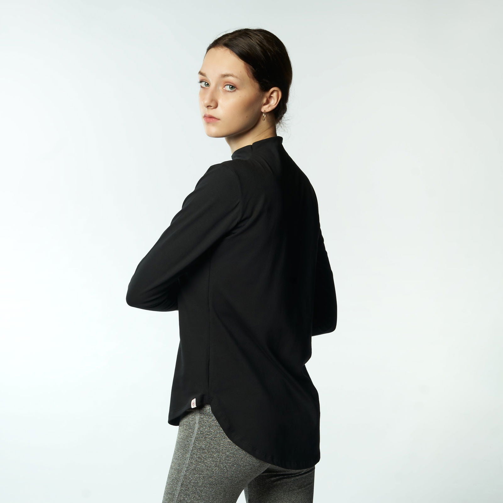 Bamboo + Premium Cotton Double Layer Short Fit Long Sleeves Basic T-Shirt - Breathe