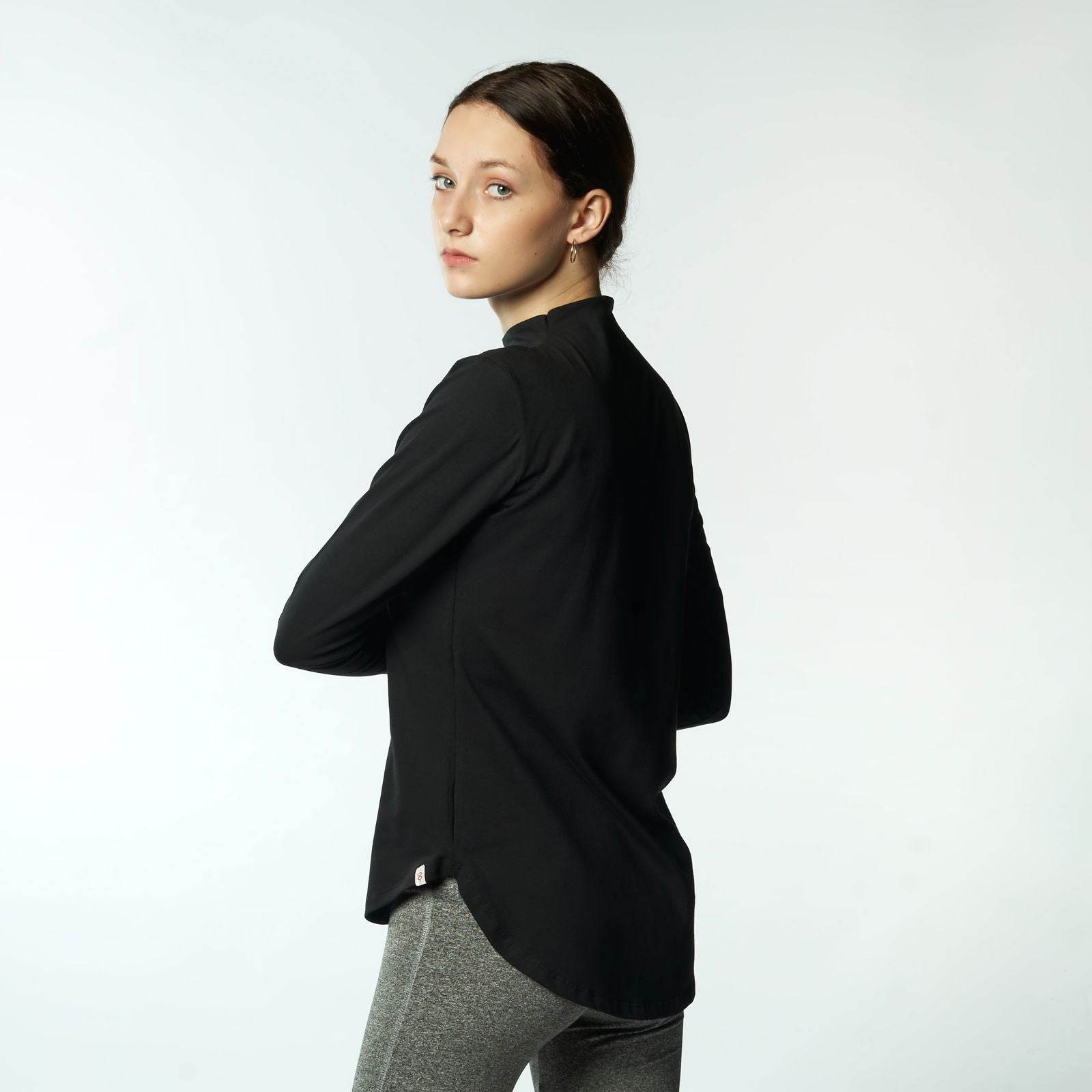 Bamboo + Premium Cotton Double Layer Short Fit Long Sleeves Basic T-Shirt - Breathe