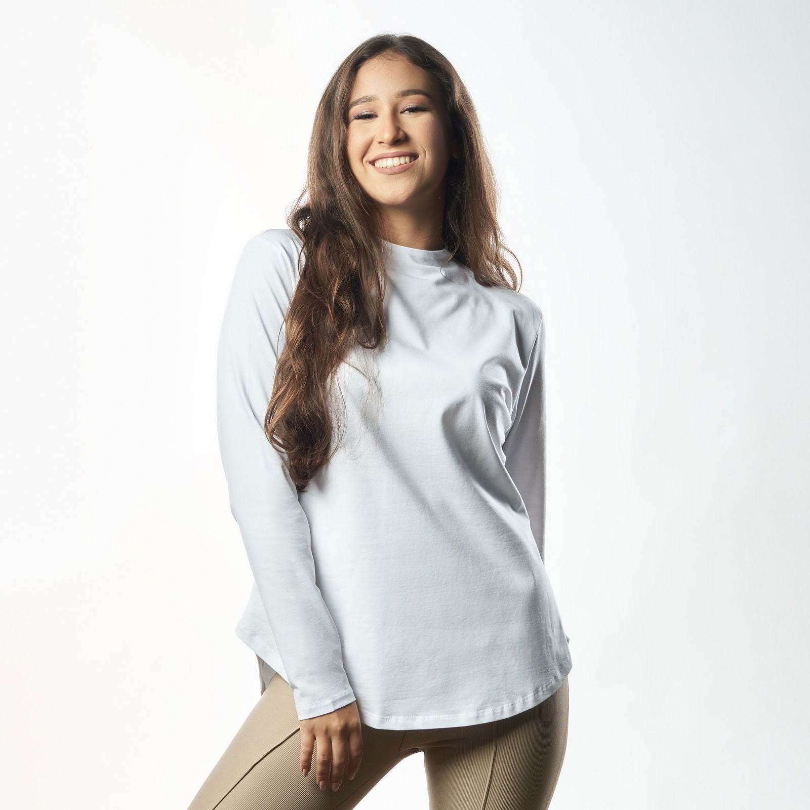 Bamboo + Premium Cotton Double Layer Short Fit Long Sleeves Basic T-Shirt - Breathe