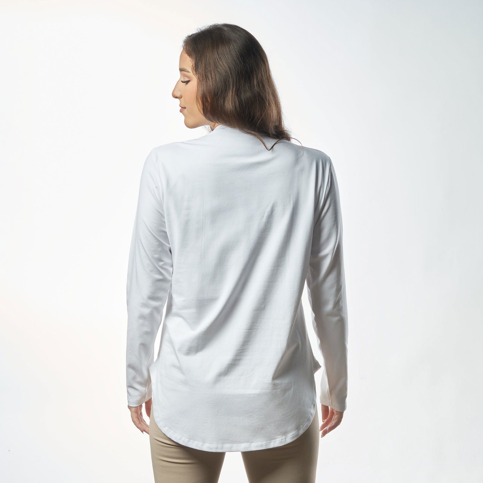 Bamboo + Premium Cotton Double Layer Short Fit Long Sleeves Basic T-Shirt - Breathe