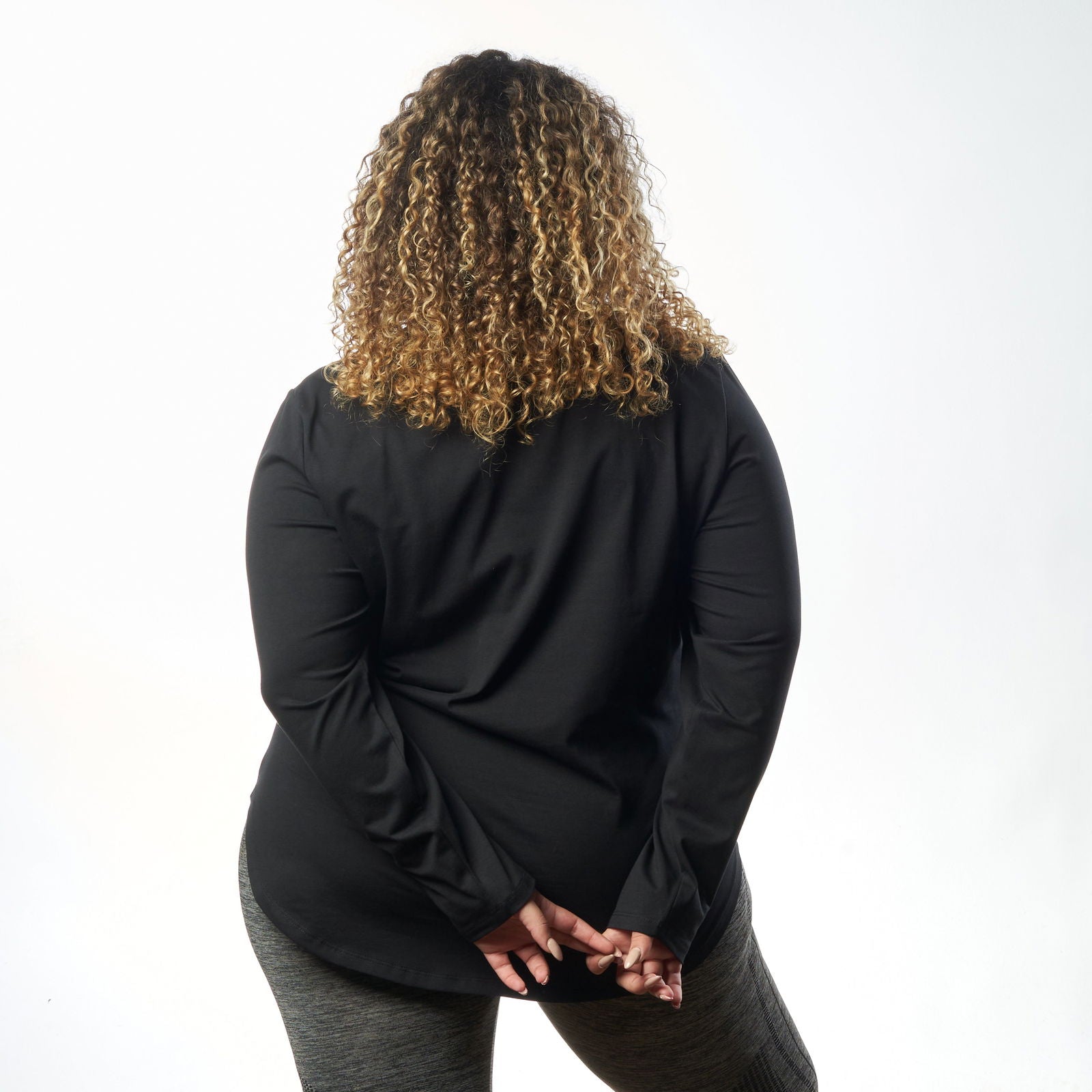 Bamboo + Premium Cotton Double Layer Short Fit Long Sleeves Basic T-Shirt - Breathe