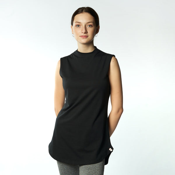 Bamboo/ Premium Cotton Double Layer Long Fit Sleeveless Basic T-Shirt