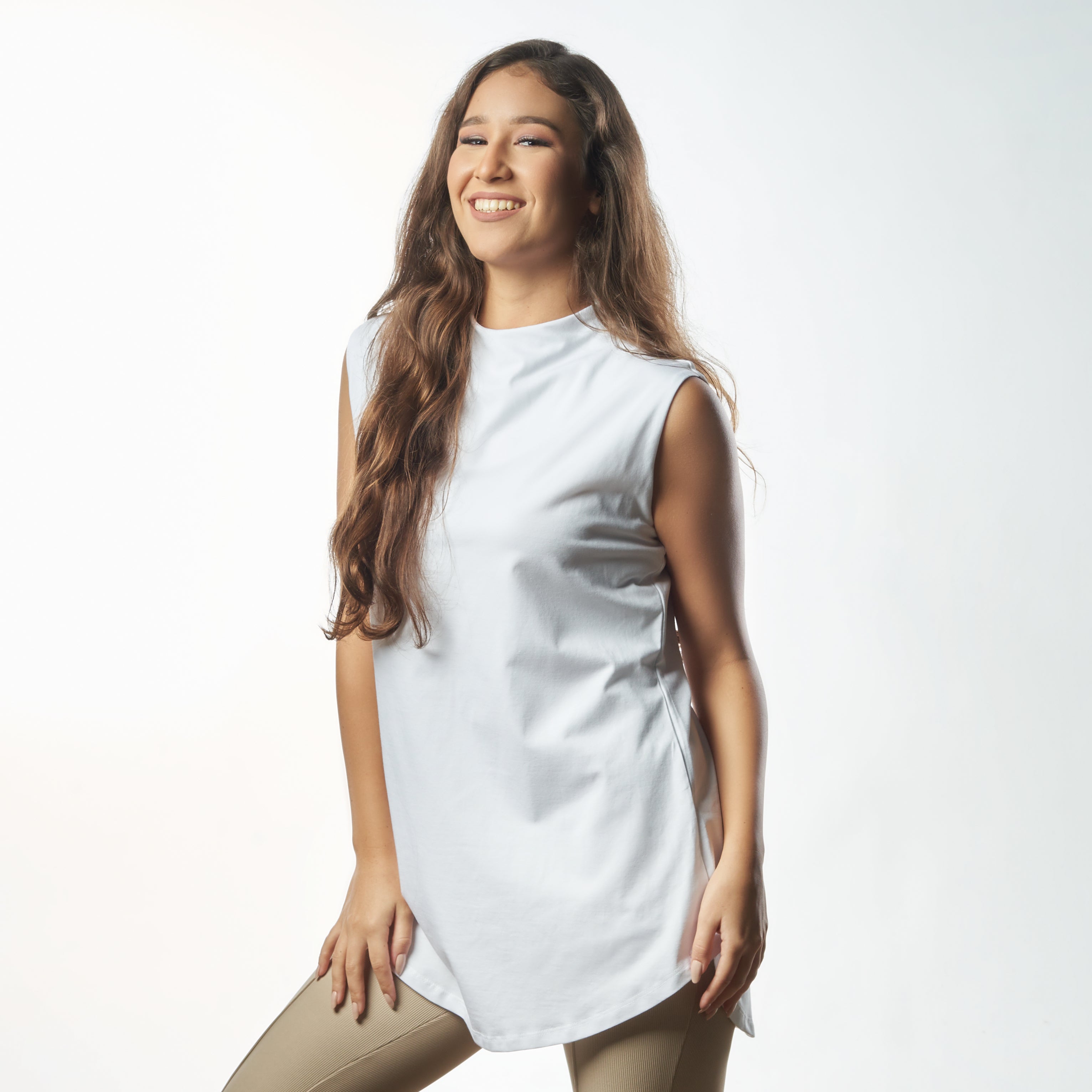Bamboo + Premium Cotton Double Layer Long Fit Sleeveless Basic T-Shirt