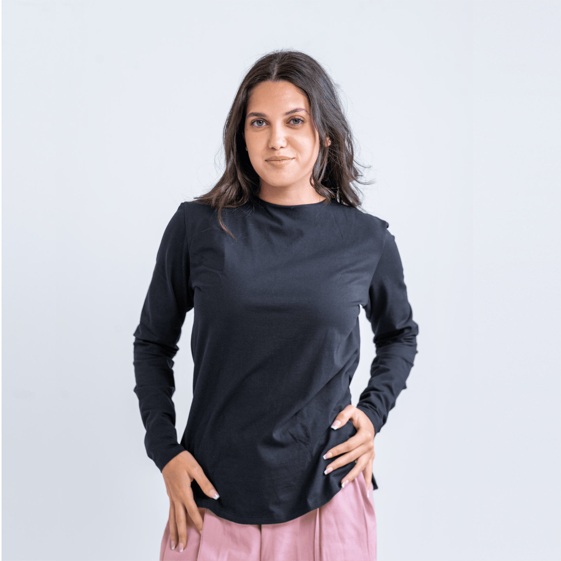 DOUBLE LAYER SHORT FIT LONG SLEEVES BASIC T-SHIRT Round - Breathe