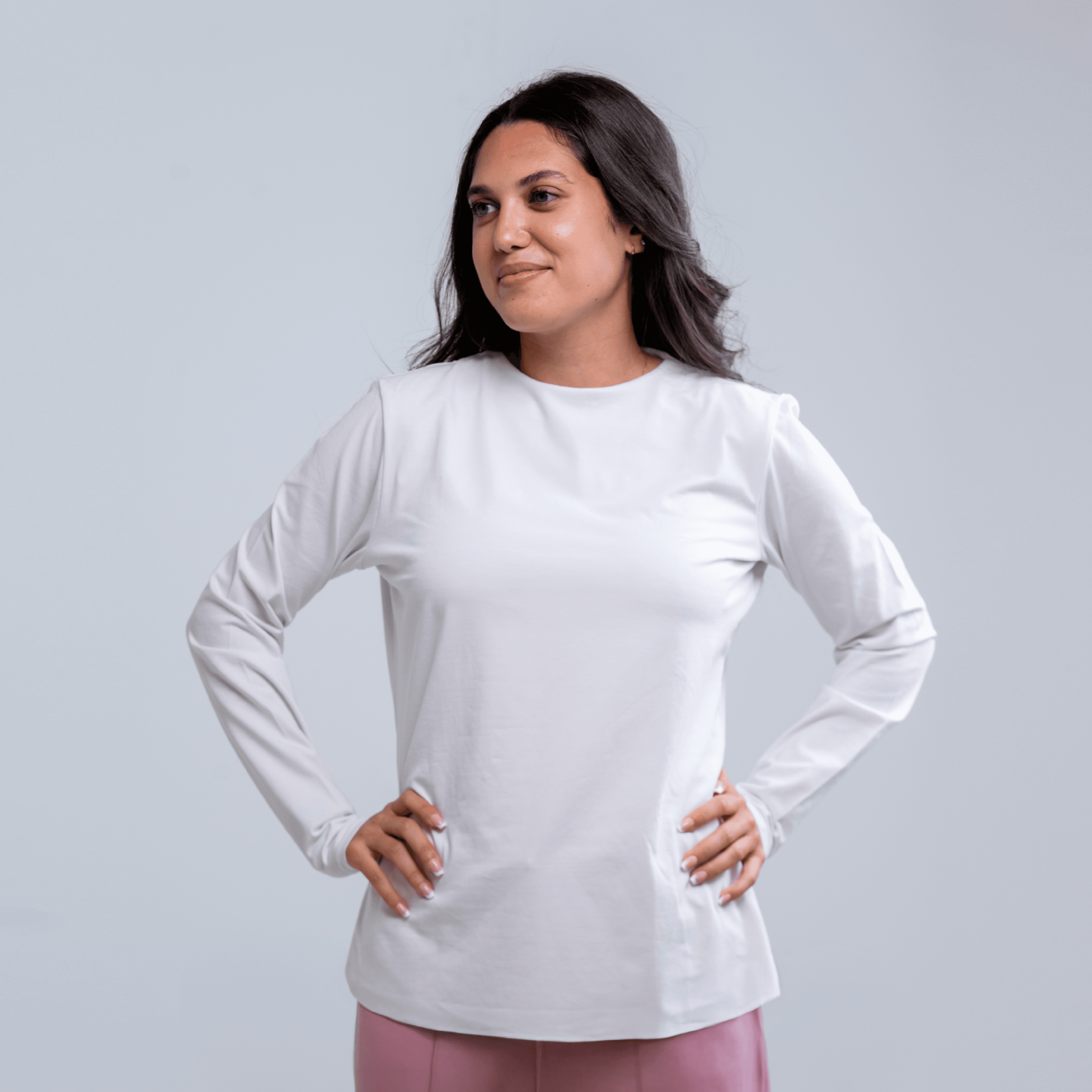 DOUBLE LAYER SHORT FIT LONG SLEEVES BASIC T-SHIRT Round - Breathe