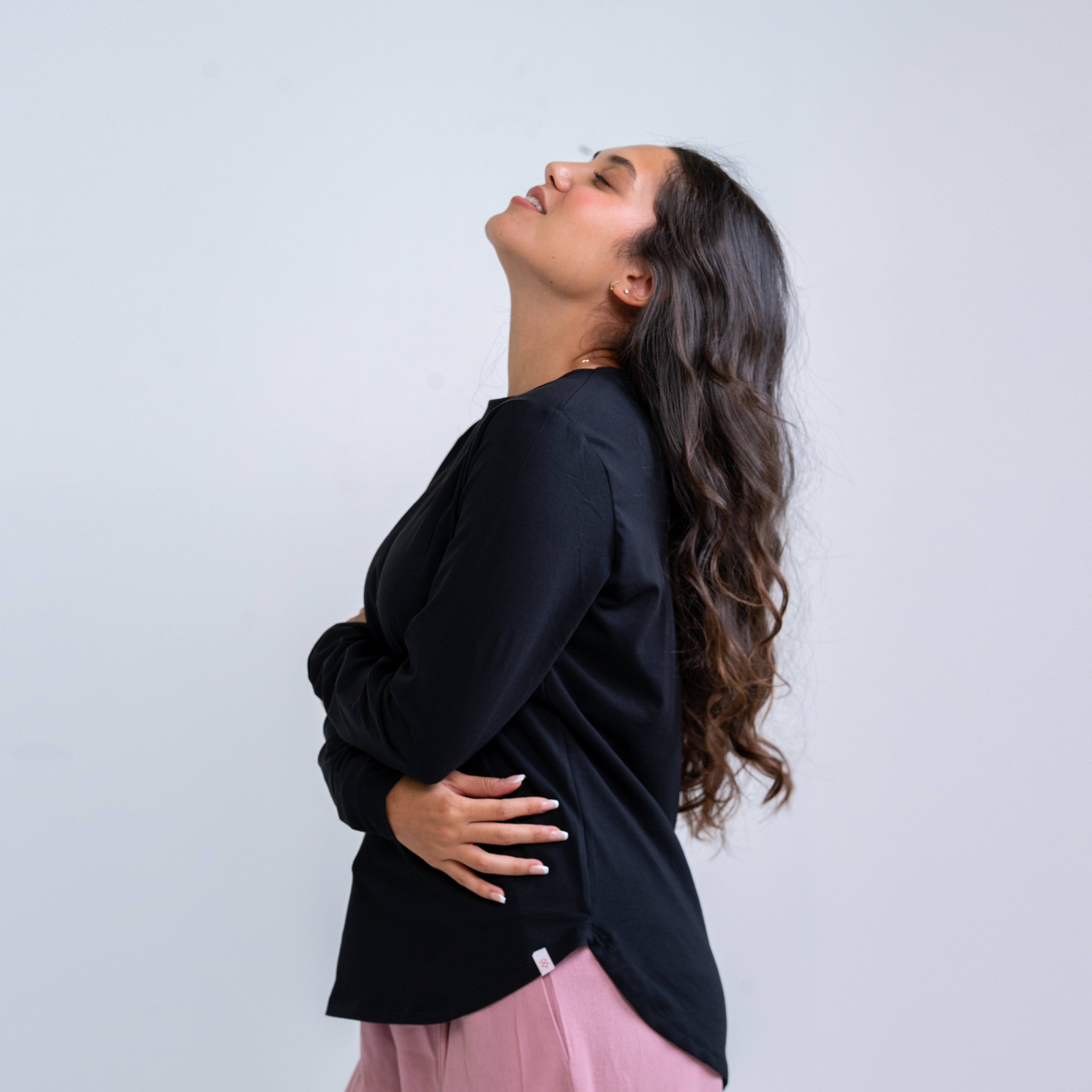 DOUBLE LAYER LONG FIT LONG SLEEVES BASIC T-SHIRT Round