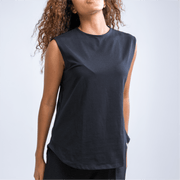 DOUBLE LAYER SHORT FIT SLEEVELESS BASIC T-SHIRT Round - Breathe
